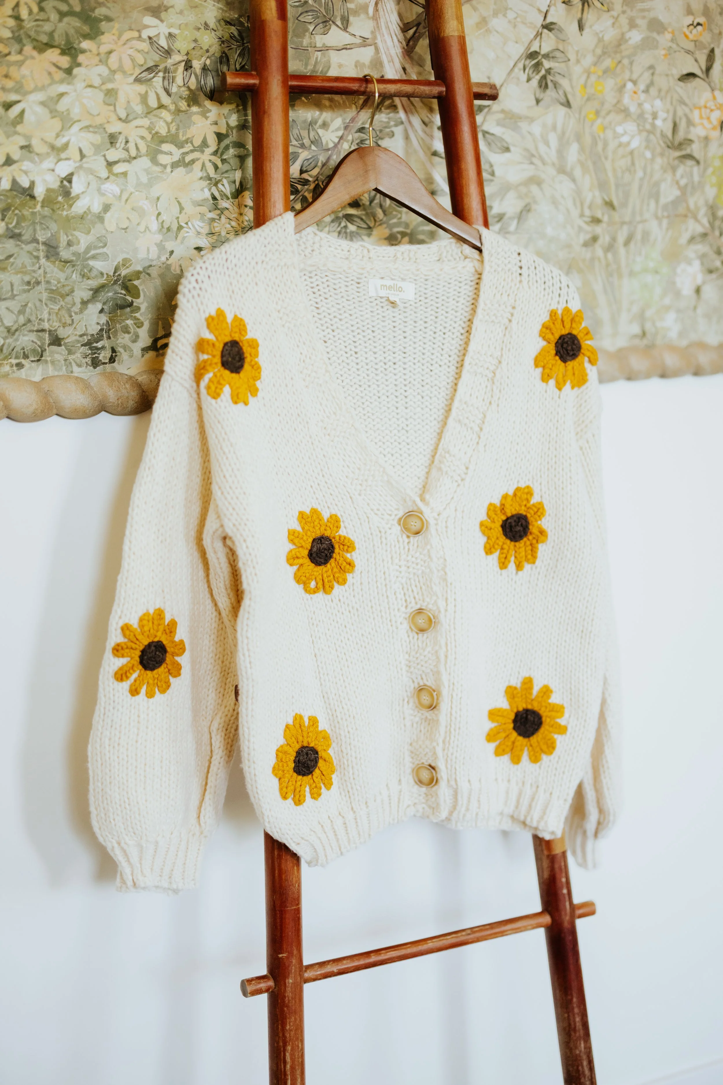 Sunflower Embroidered V Neck Cardigan