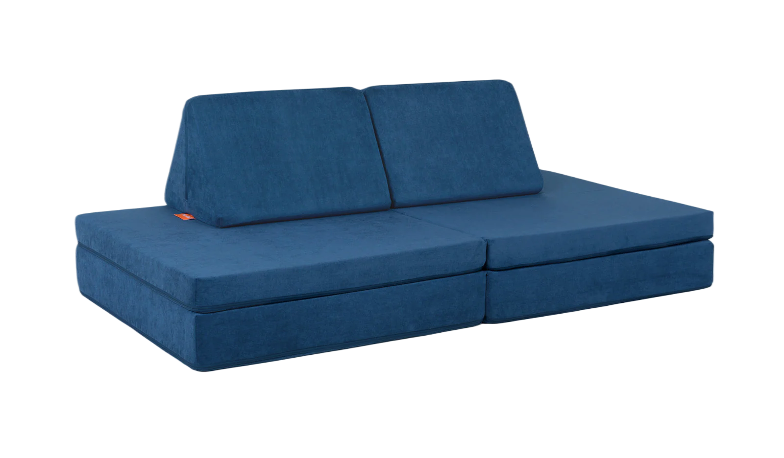 Blue sofa with two backrest cushions