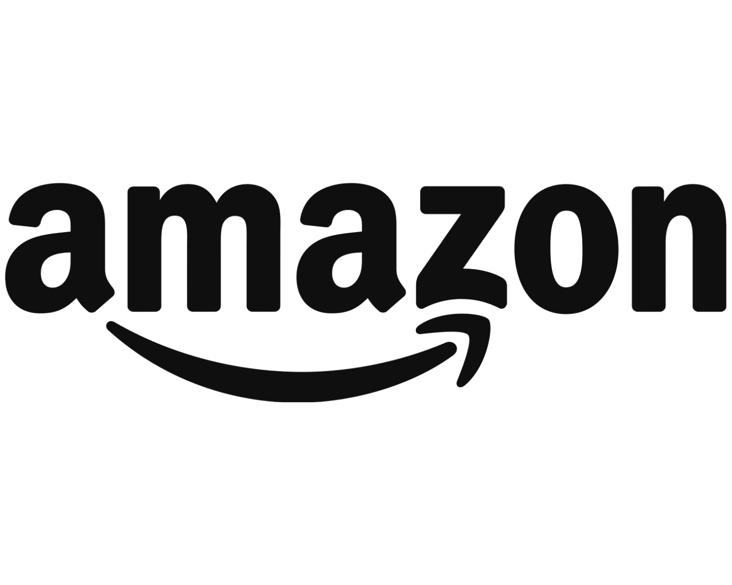 Black Amazon logo with a curved arrow underneath
