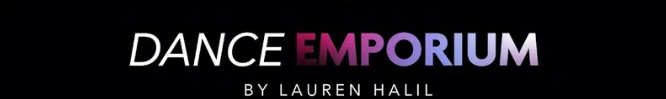 Dance Emporium logo with gradient text 'DANCE EMPORIUM' and subtitle 'by Lauren Halil'