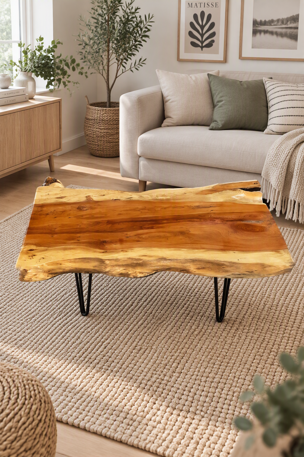 Red cedar live edge side table