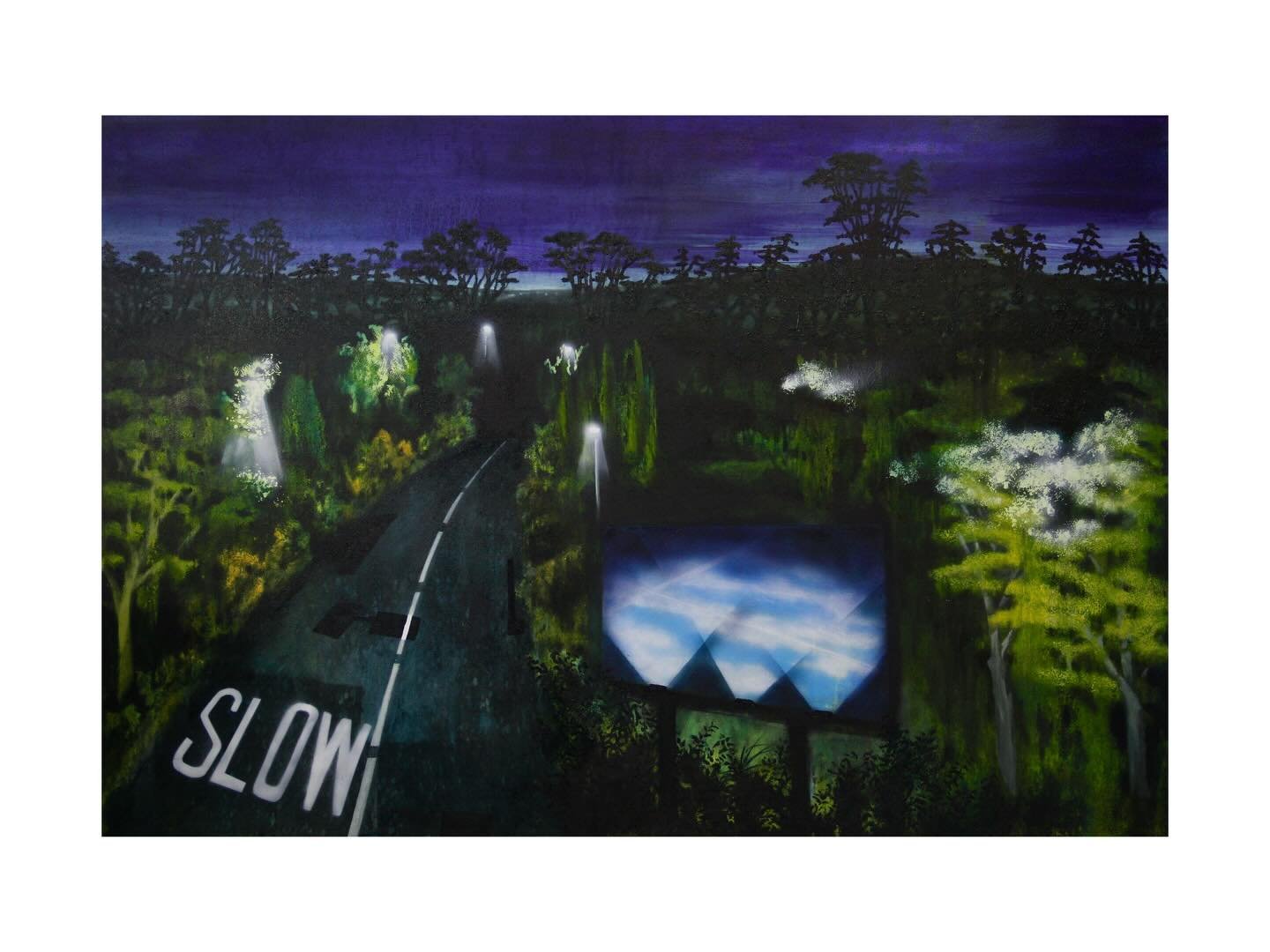 Oil on Canvas, 120cm x 80cm 

#billboard #illuminated #contemporaryart #imaginedlandcape #nightpainting