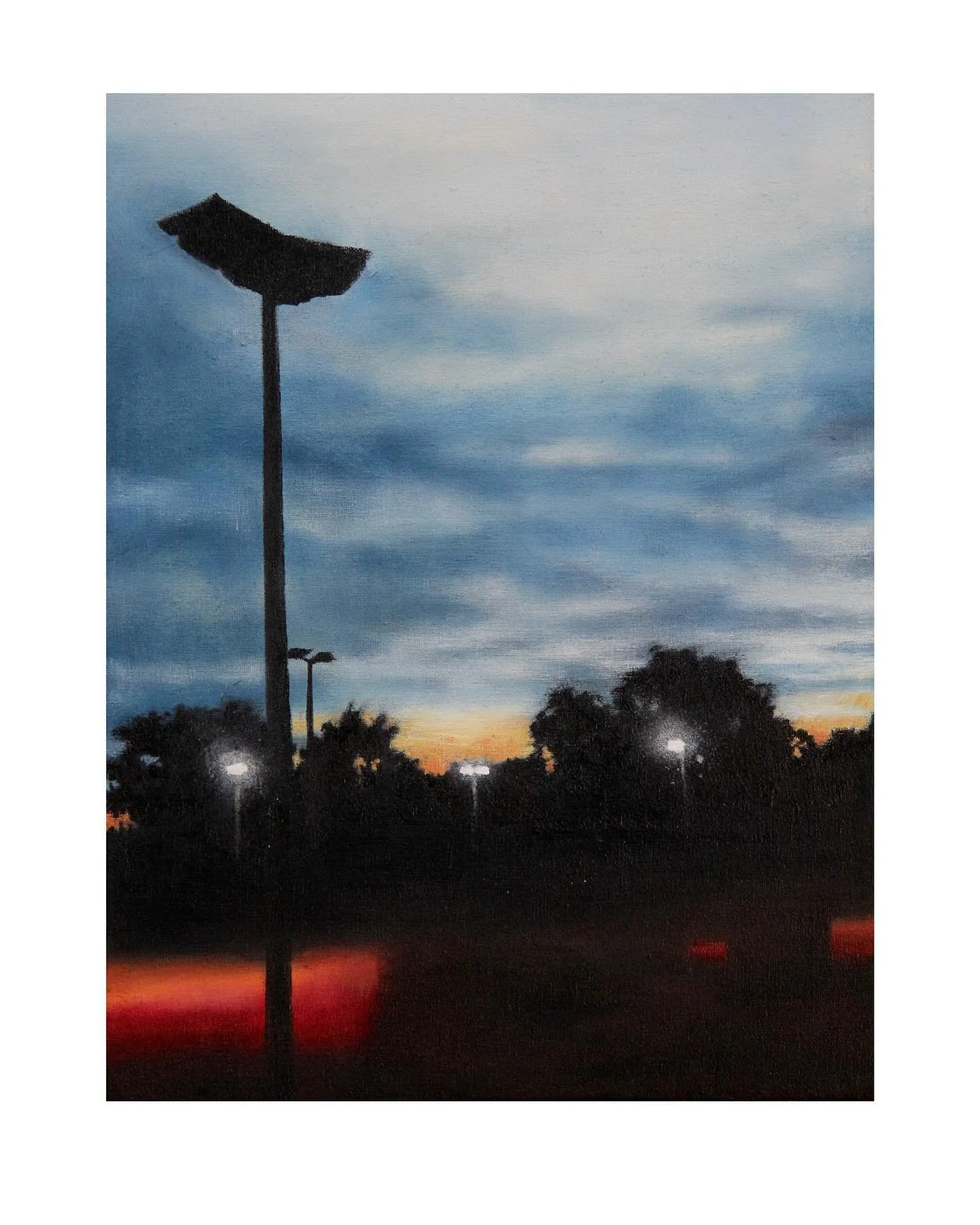 Oil on Linen 19 x 24cm

#tennispainting #night #sunset #redsky #tenniscourts #tennis #floodlights #painterly #landscape #nature #photography #iphonephoto #oilpainting #oiloncanvas #figurative #artist #contemporaryart #contemporarypainting