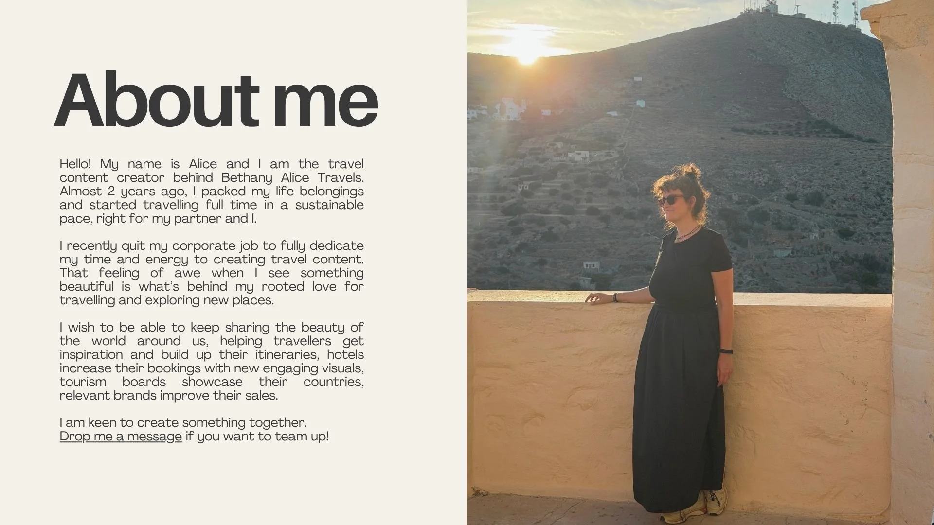 About me section of my Media Kit