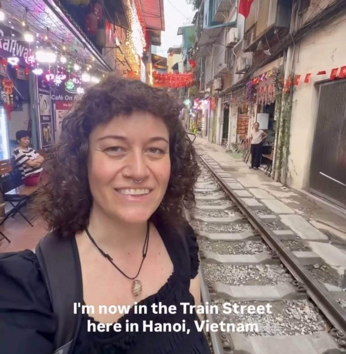 Reel where I show the Hanoi Train Street in Vietnam