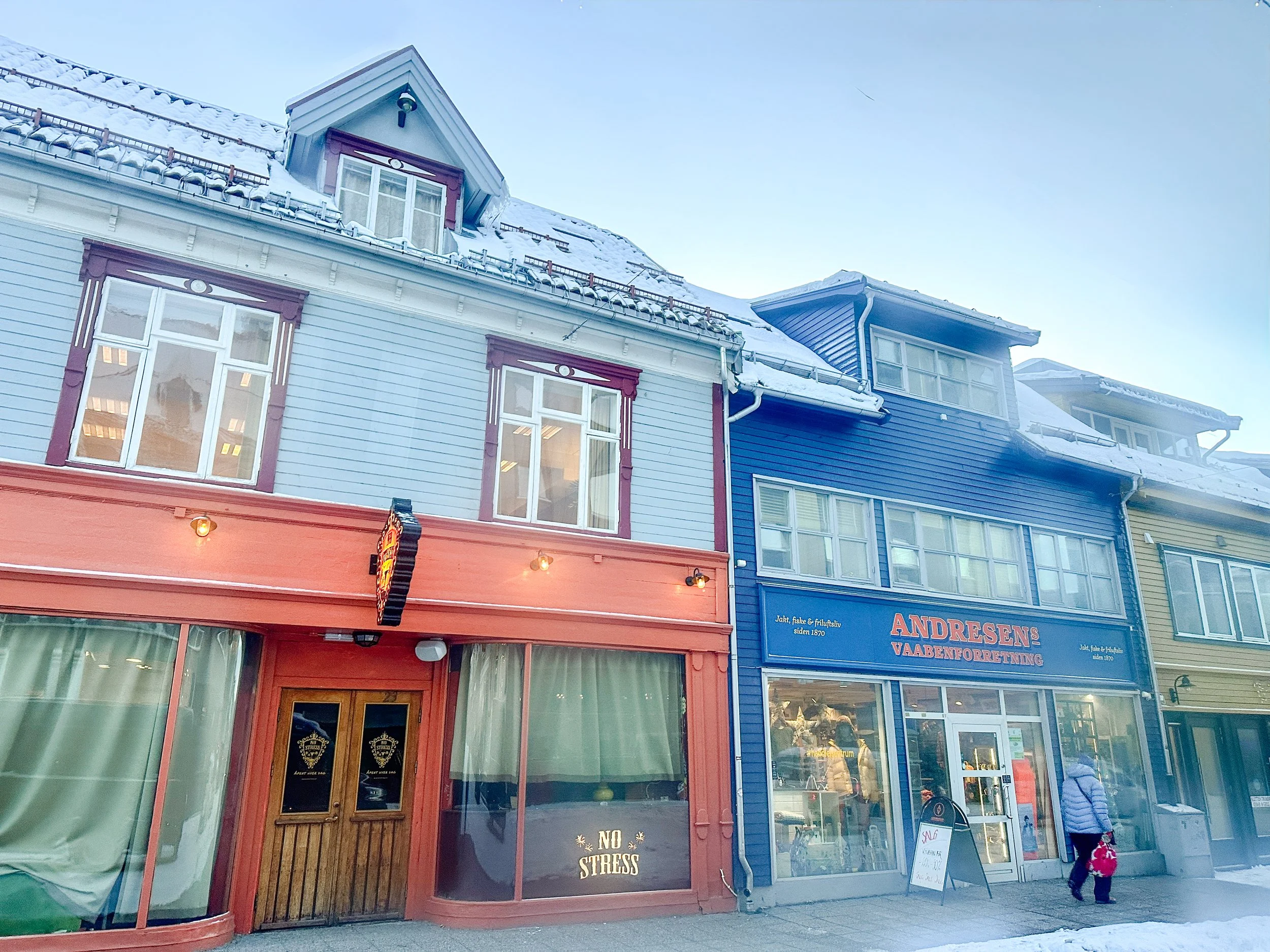 View of houses and shops in Tromsø