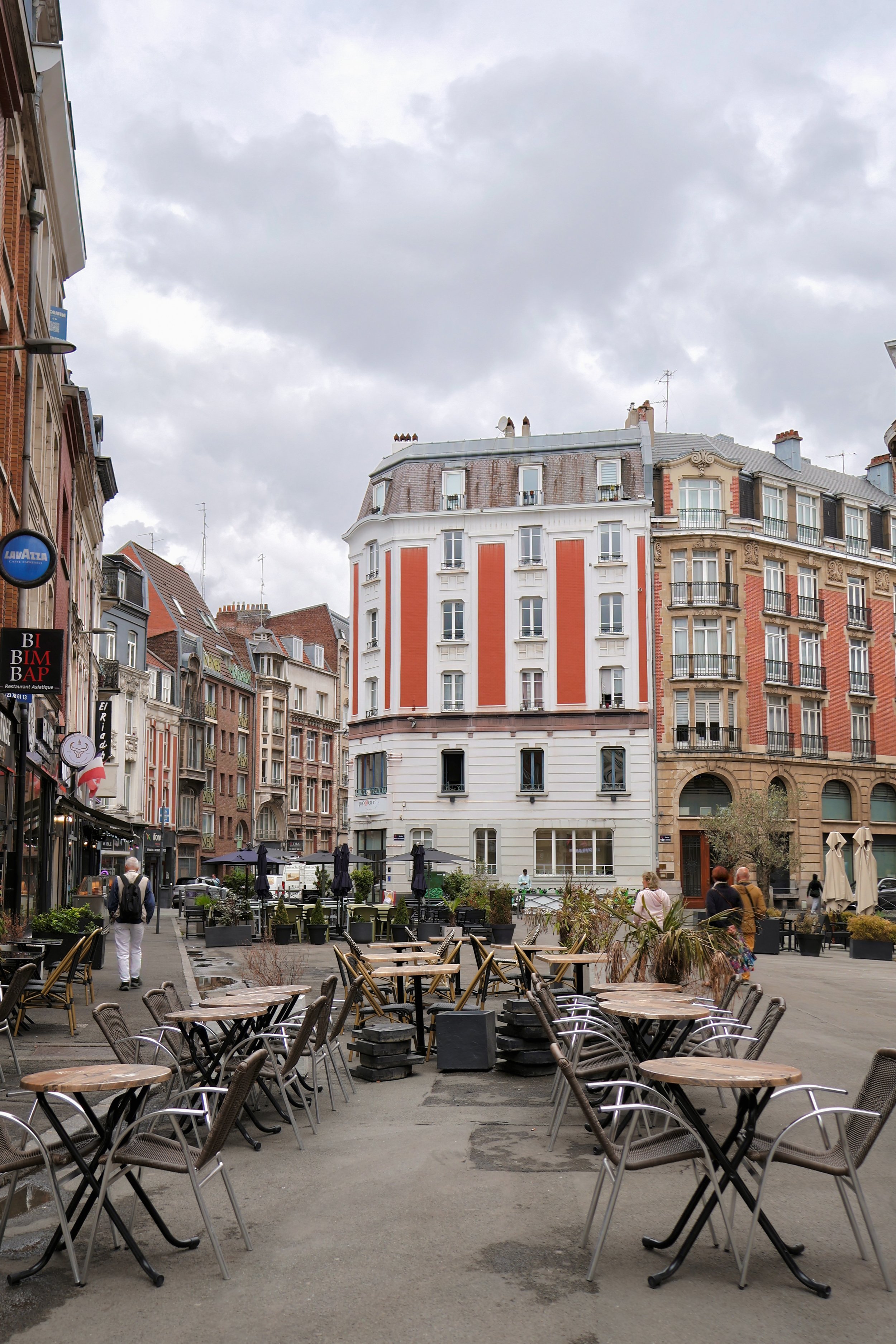 Street and colourful buildings in Lille Old Town 