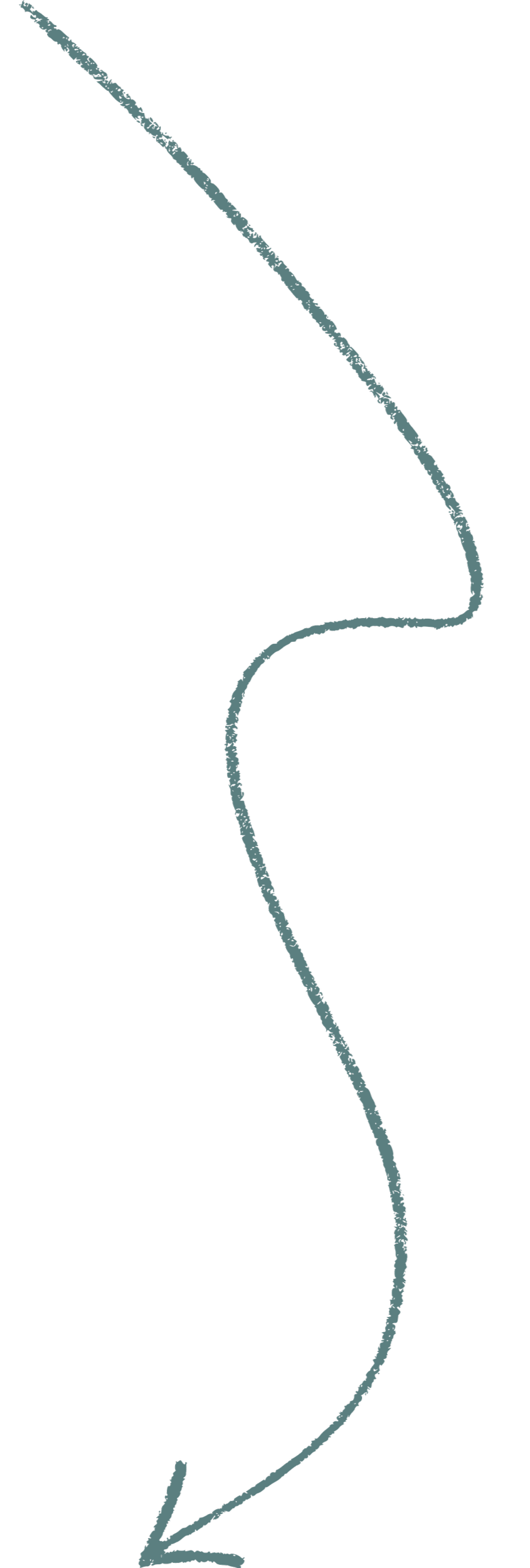 A long, narrow, curved line with a textured, chalk-like appearance, appearing to be a drawn arrow on a black background.