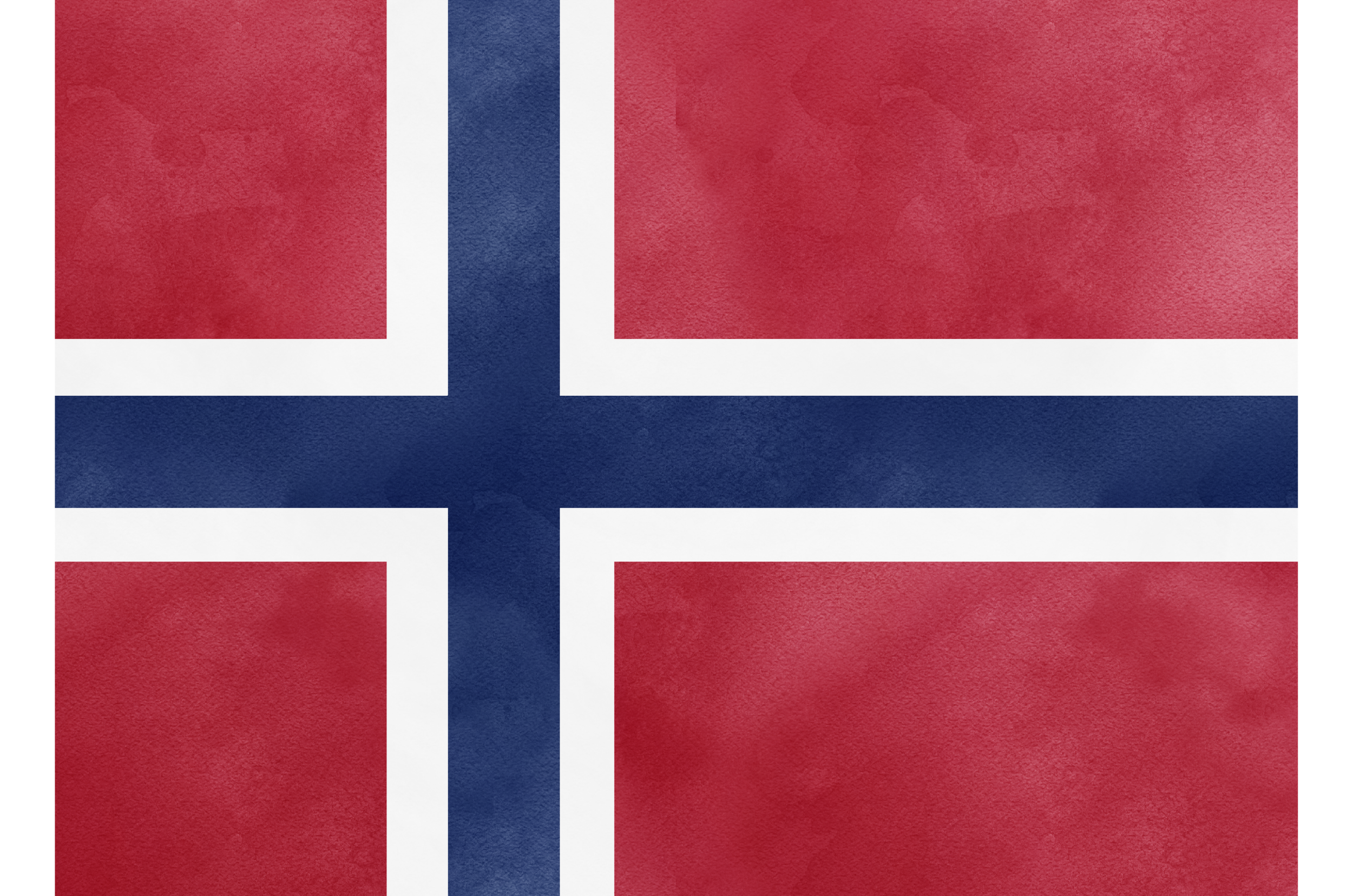 A digital illustration of the Norwegian flag with red background, white borders, and a blue cross outlined in white.