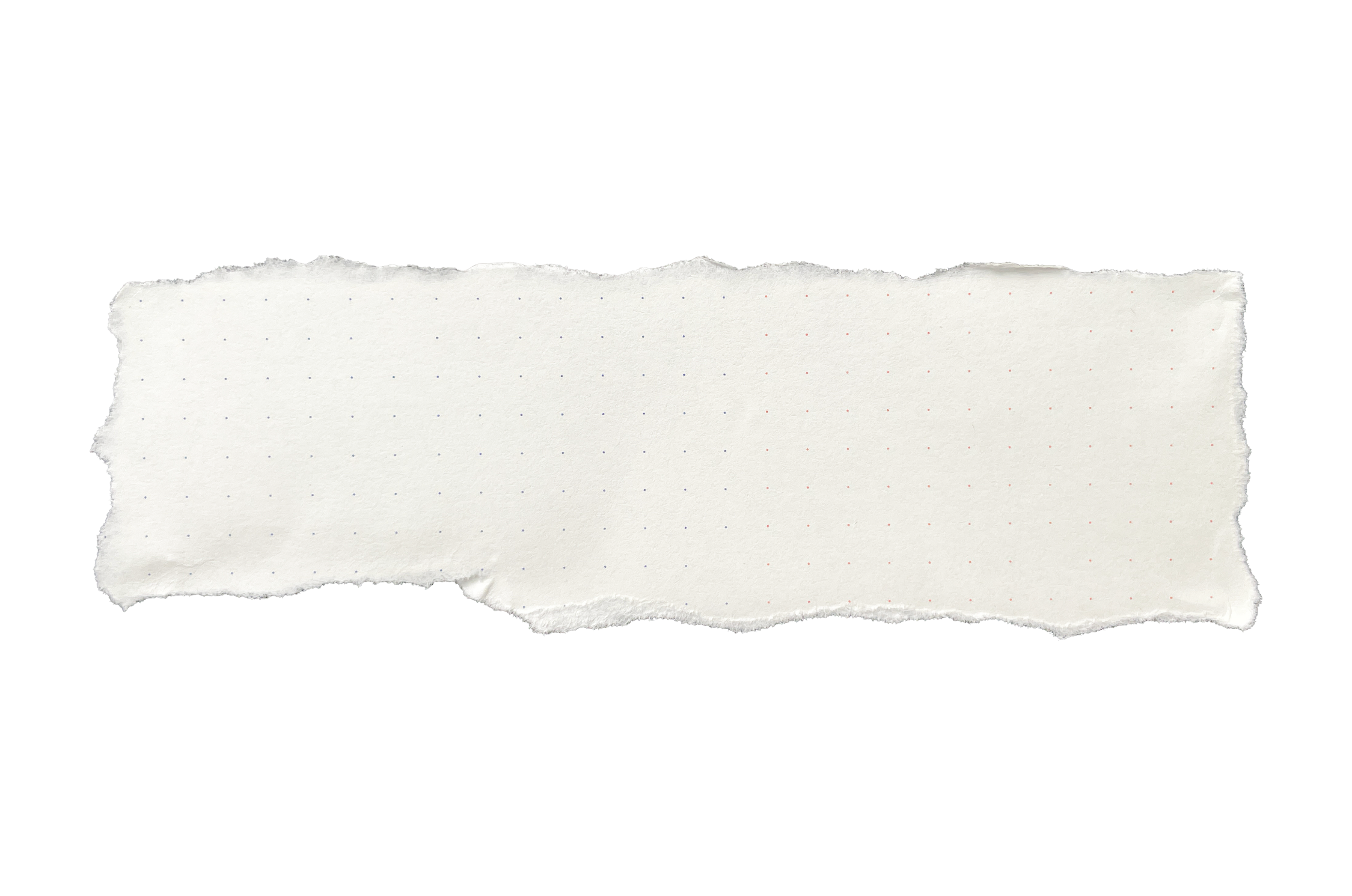 A torn piece of white paper with faint red and blue dotted lines.