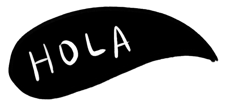 Der Schriftzug 'HOLA' auf schwarzem Hintergrund.
