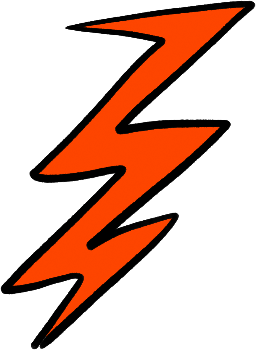 Ein orangefarbener Blitz auf schwarzem Hintergrund