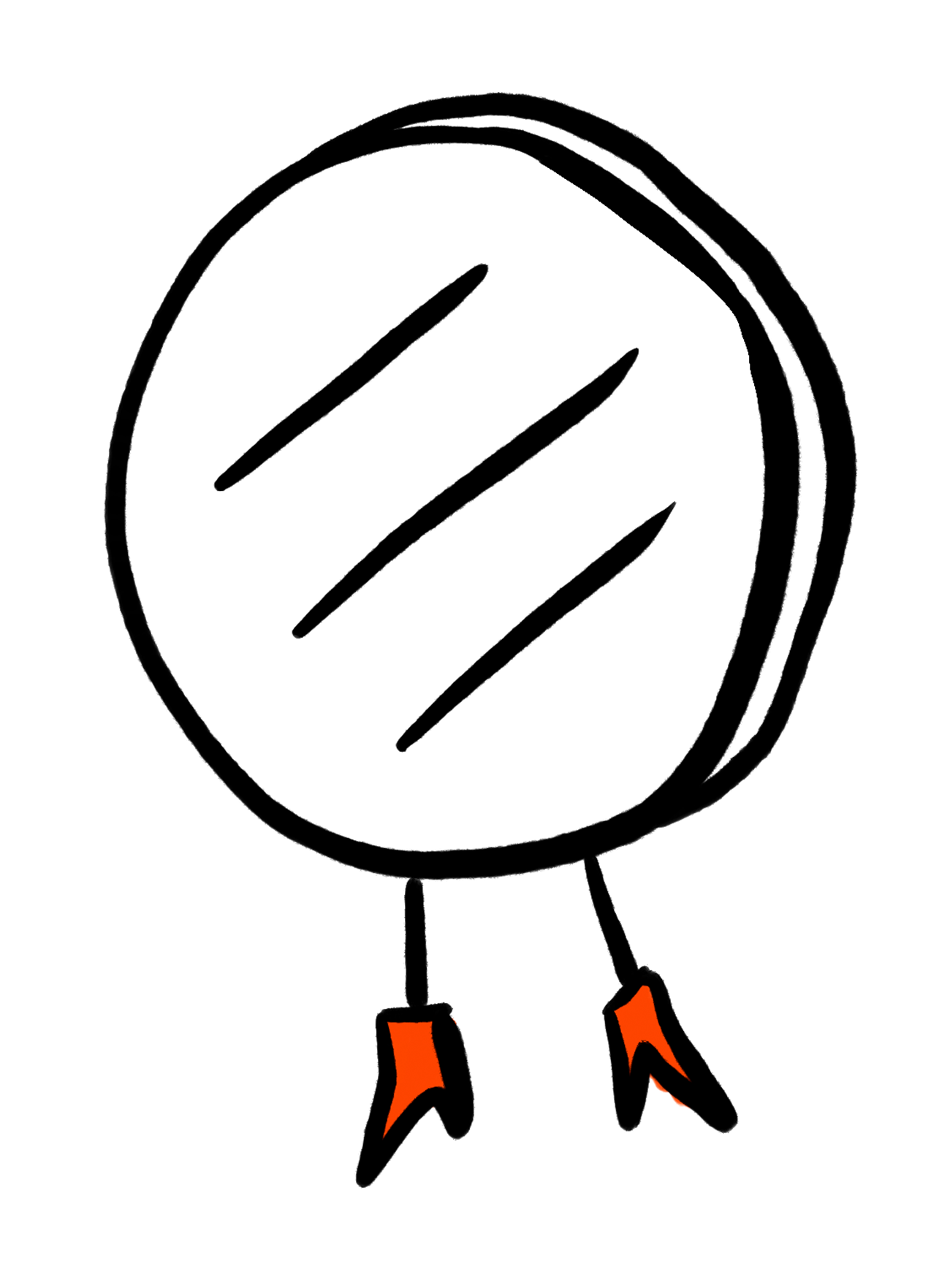 Ein Cartoon-Arepa, orangefarbenen Beinen und rote Stiefel.