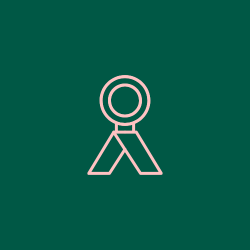 Simple pink outline of an award ribbon on a dark green background.