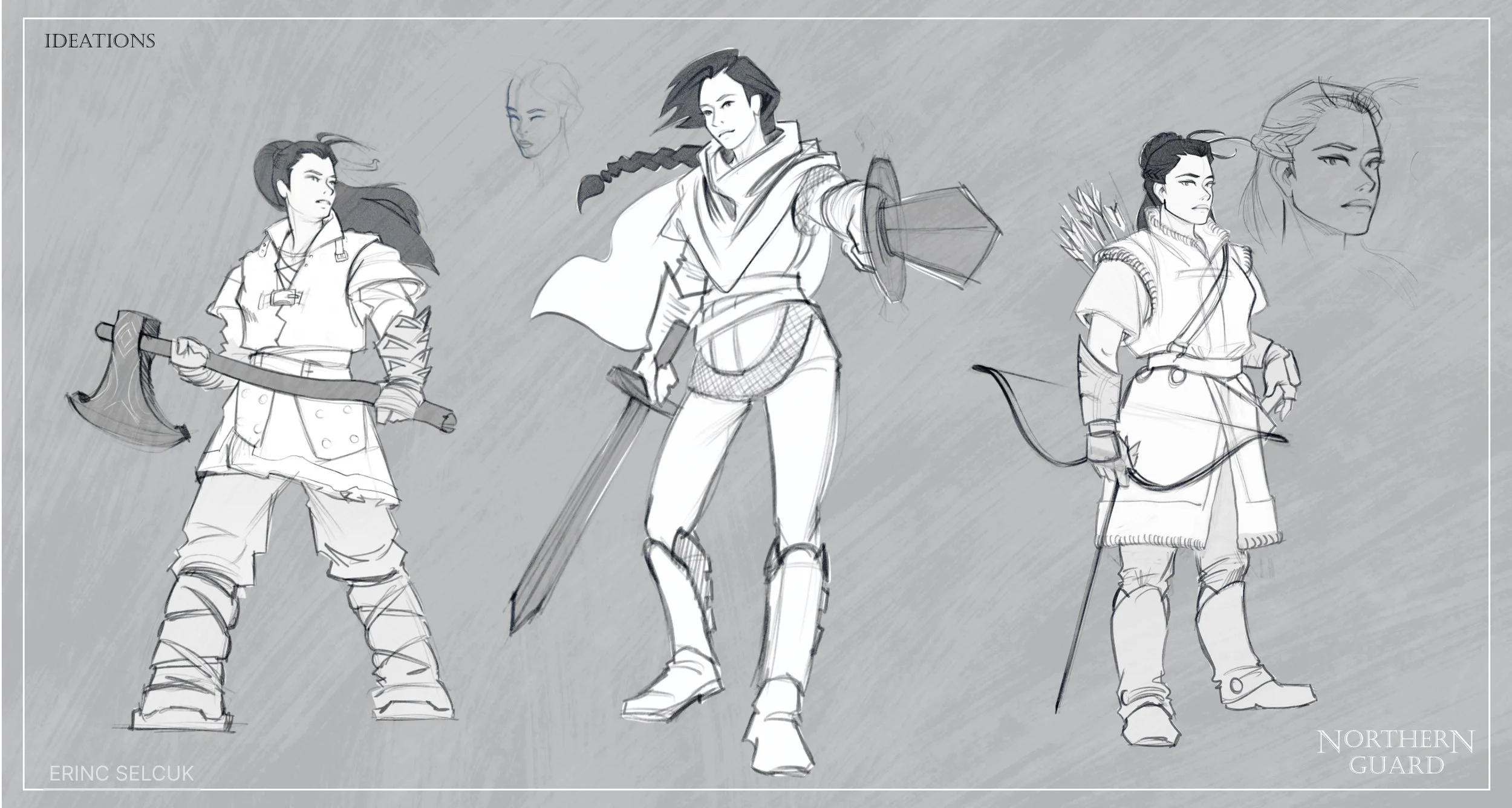 Ideations of 'Northern Guard' character concept. 