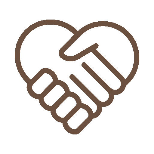 Outline of two hands shaking, forming a heart shape