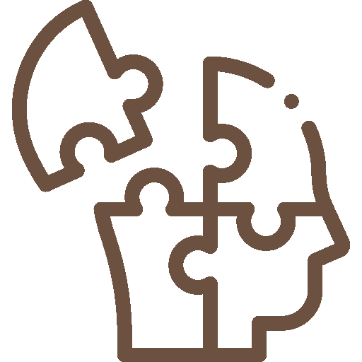 Illustration of a head with puzzle pieces, some pieces with numbers, suggesting a puzzle or brain concept.
