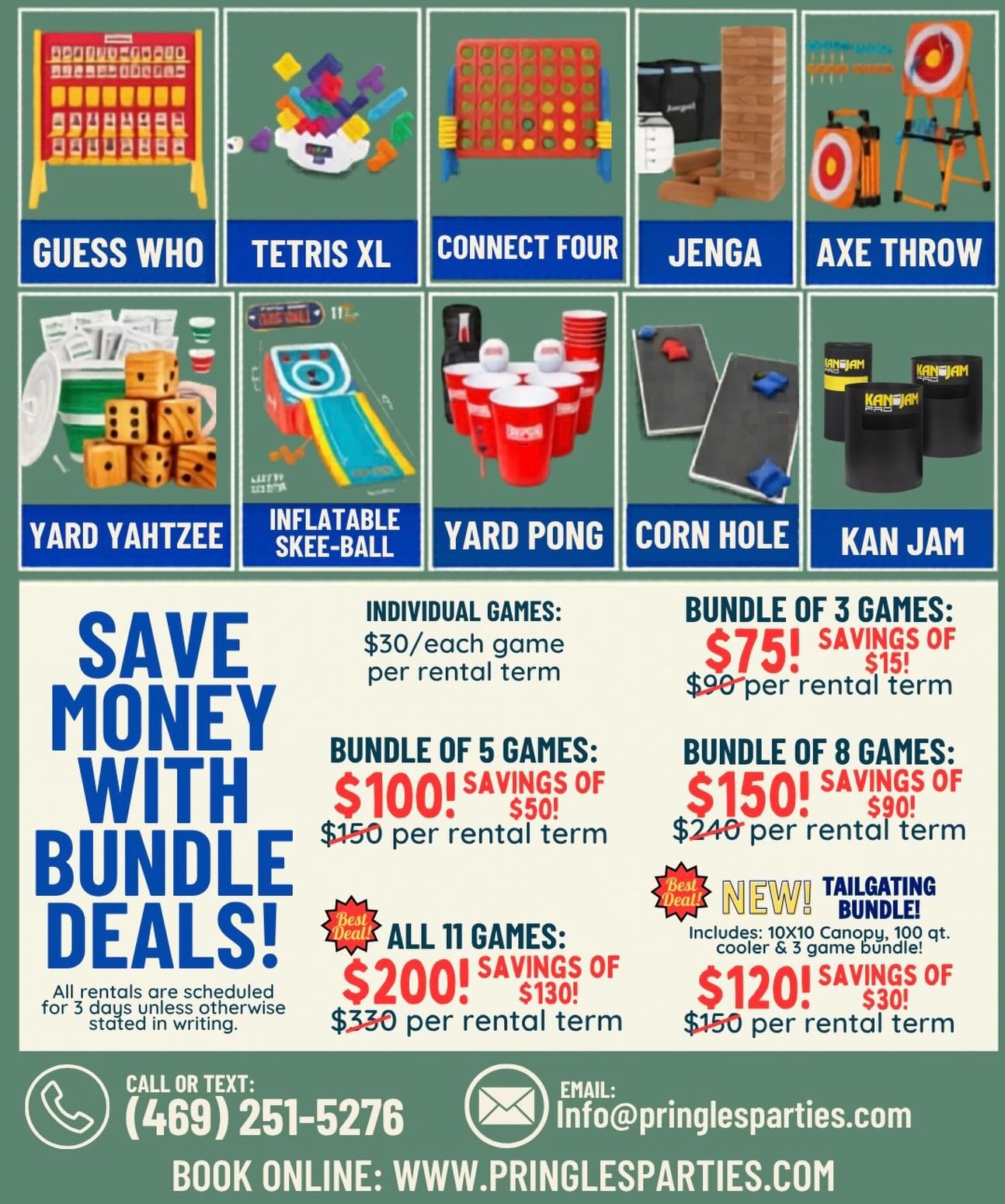 We&rsquo;ve recently updated our bundles and added games! Check it all out on our website: www.pringlesparties.com
