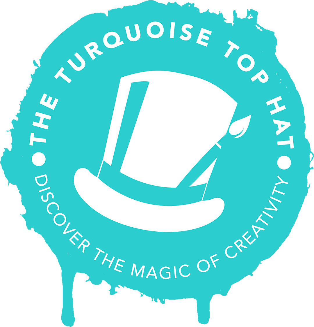 Logo with a top hat and the phrase "The Turoise Top Hatty" around it, with the subtitle "Discover the magic of creating."