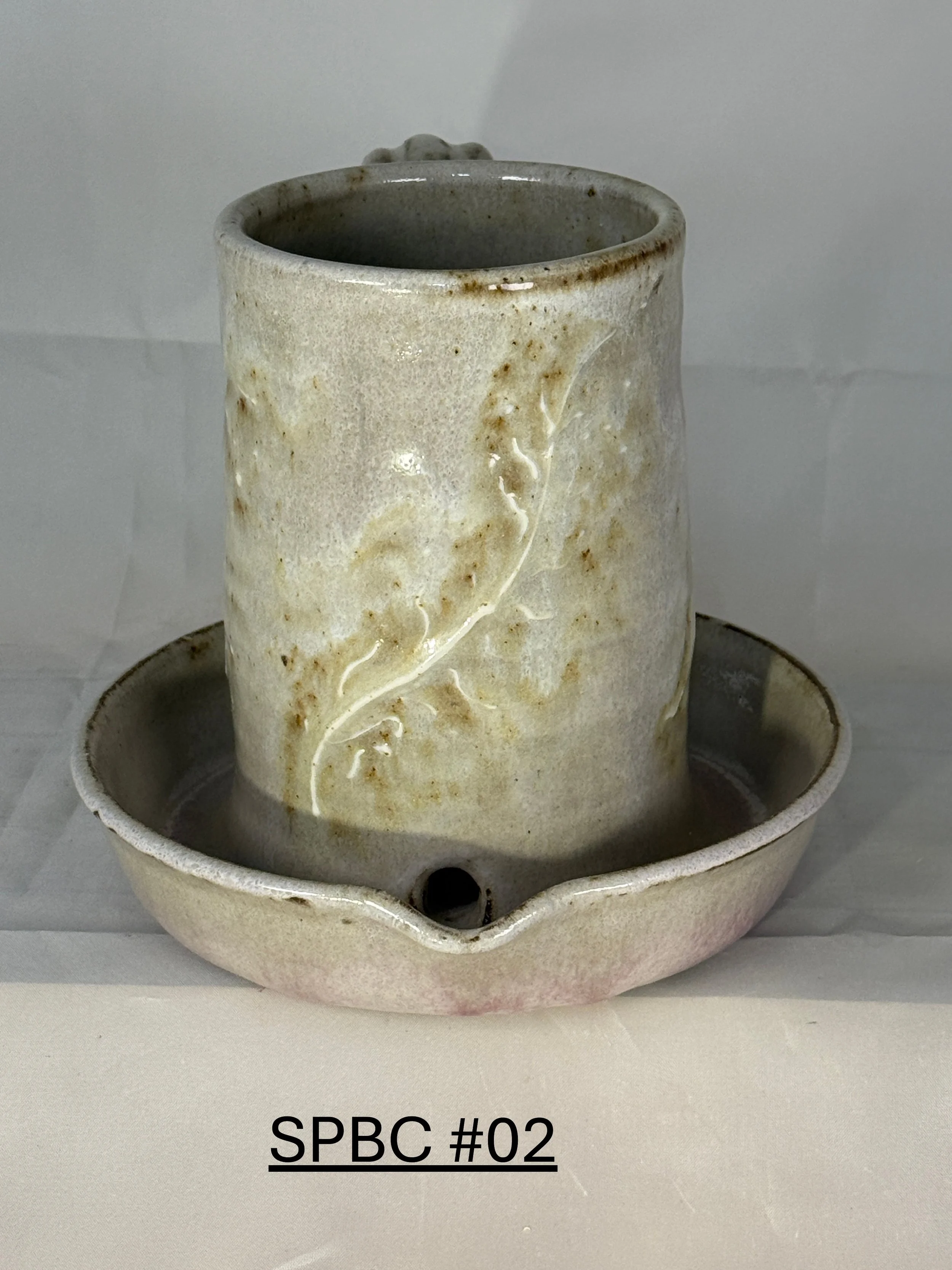 One Piece Handmade Stoneware Bacon Cooker.