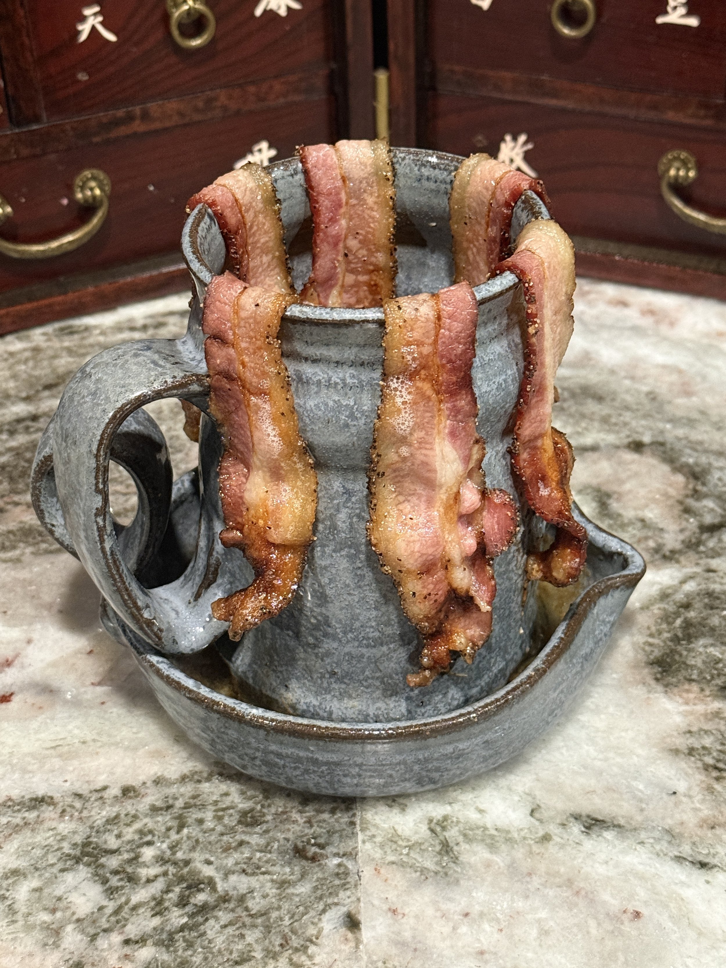 Two Piece Hand Thrown Stoneware Bacon Cooker