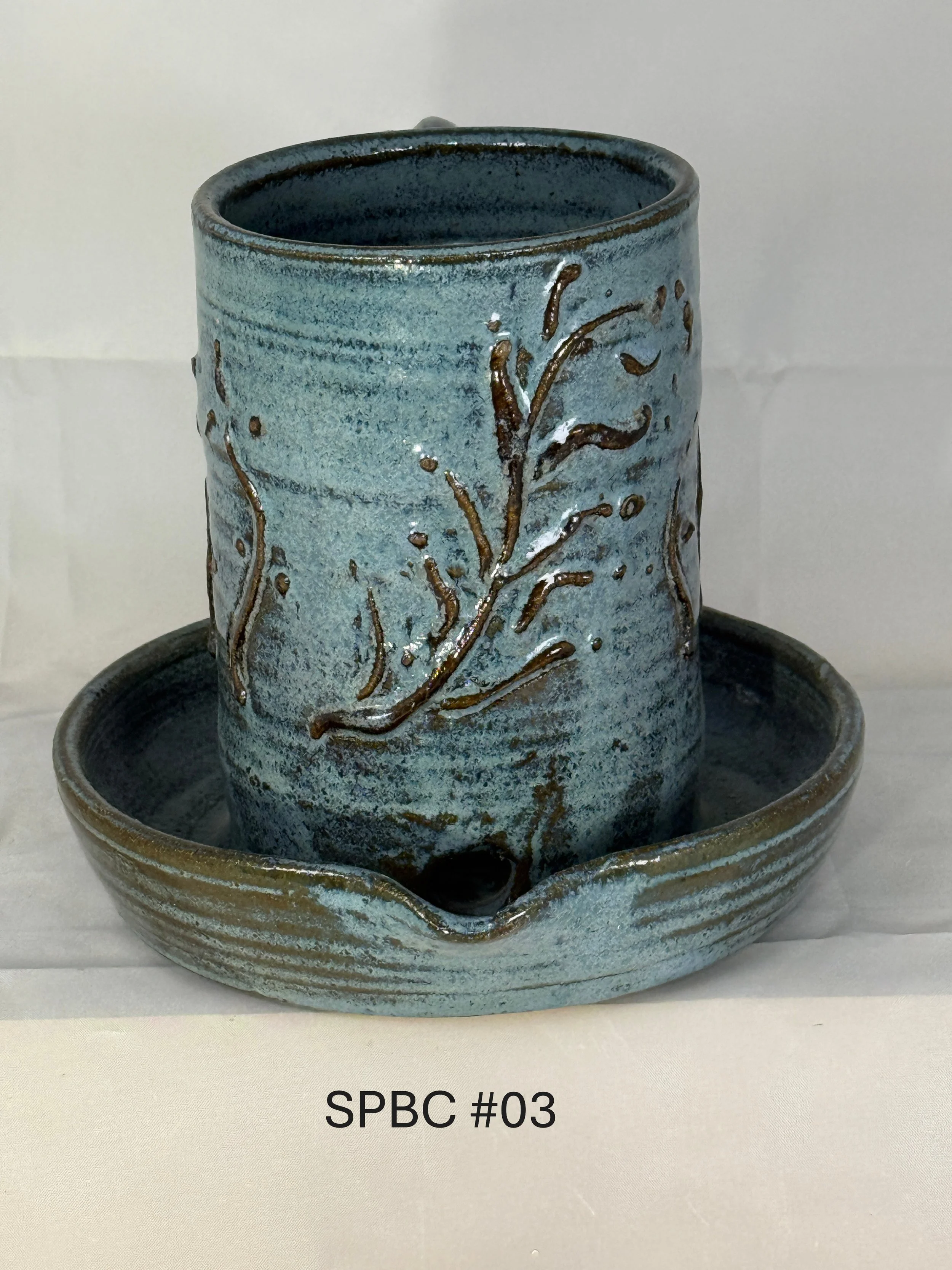 One Piece Handmade Stoneware Bacon Cooker.