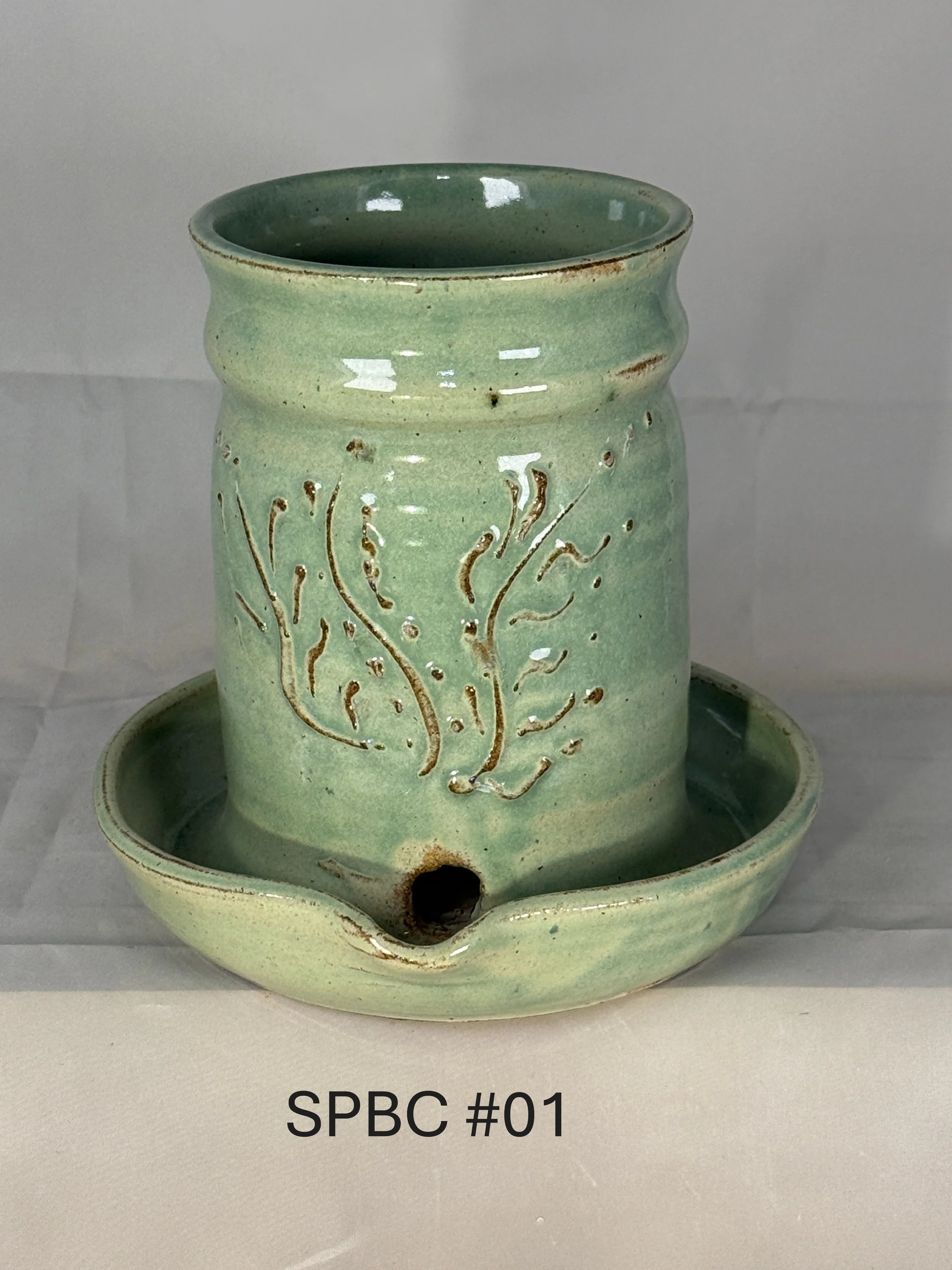 One Piece Handmade Stoneware Bacon Cooker.