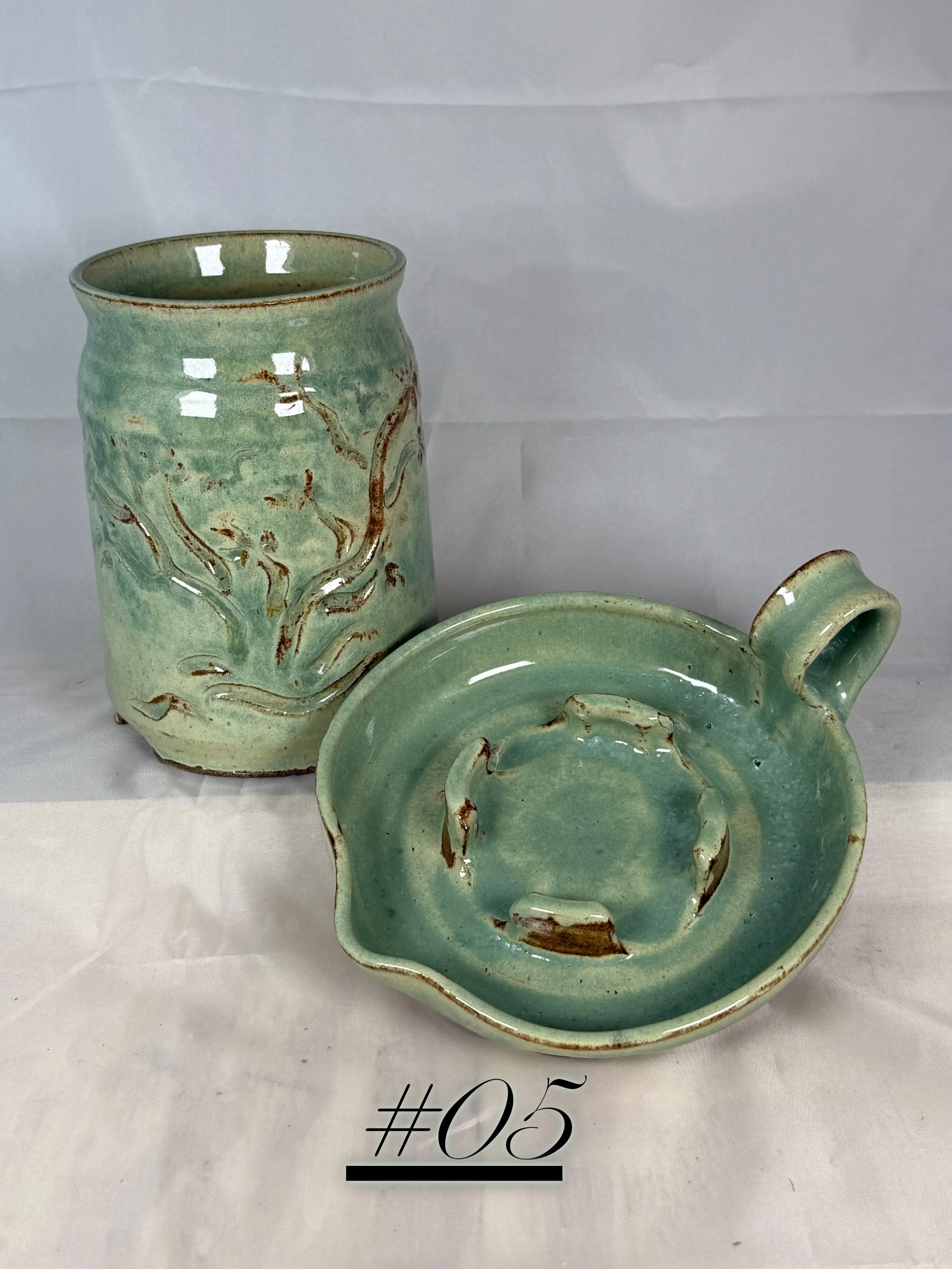 Two Piece Hand Thrown Stoneware Bacon Cooker