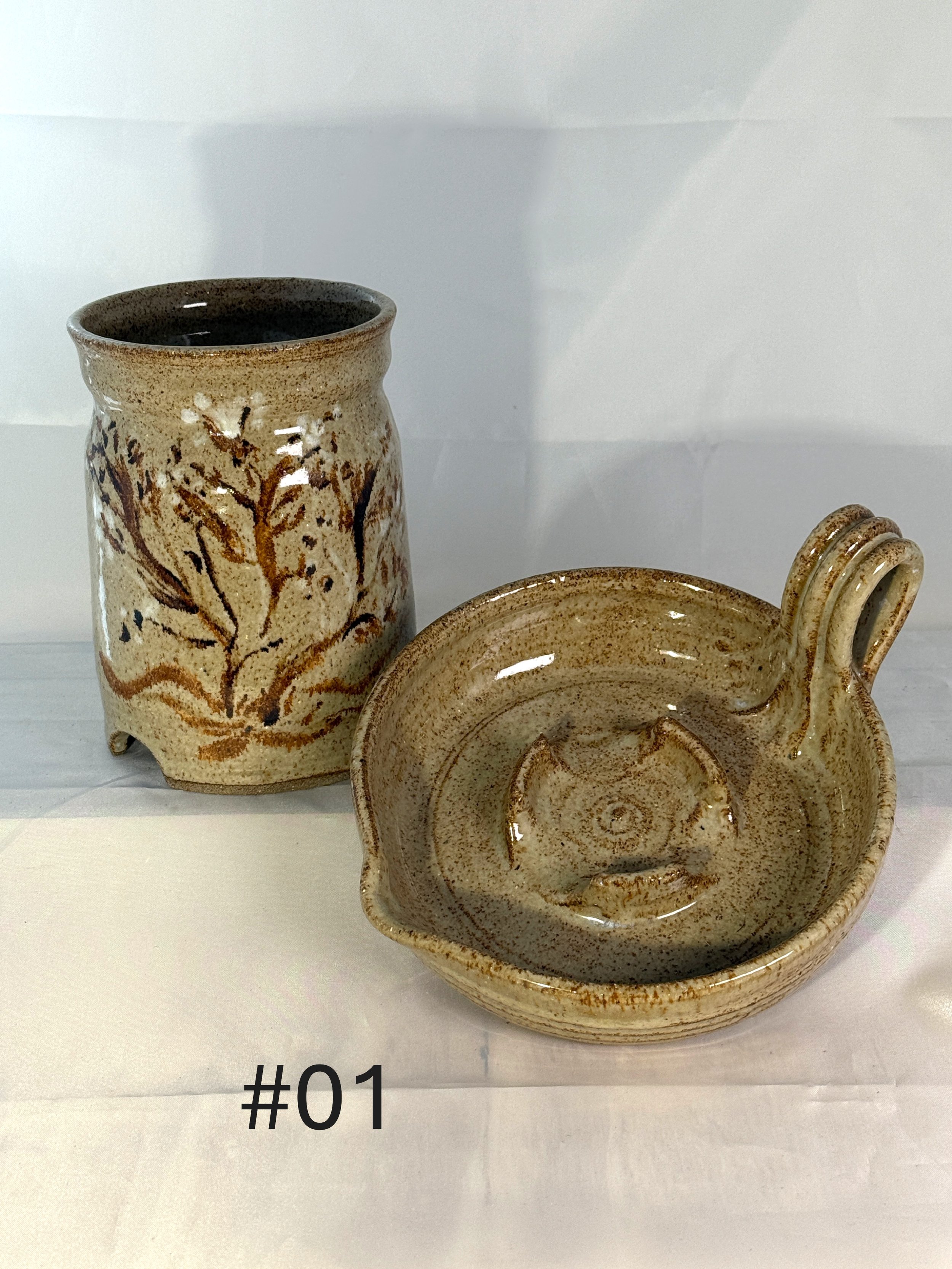 Two Piece Hand Thrown Stoneware Bacon Cooker