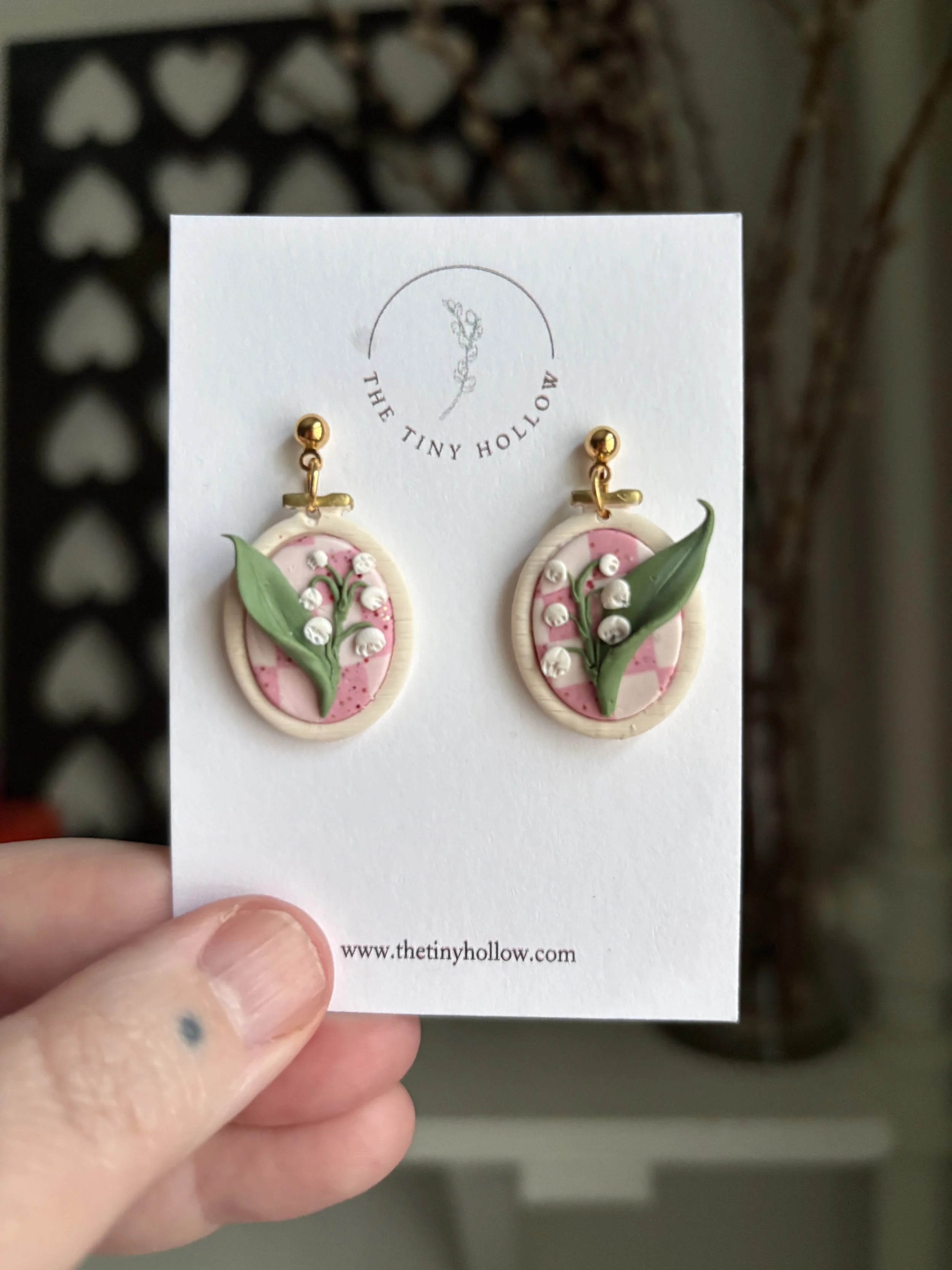 Lily of the Valley Embroidery Hoop Earrings