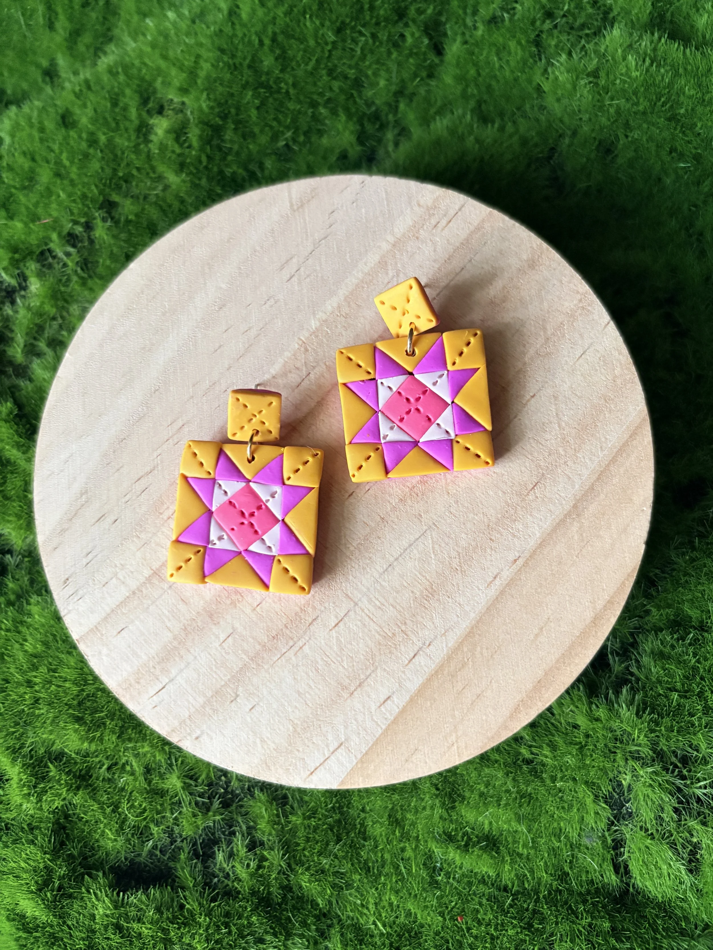 Ohio Star Quilt Patch Earrings
