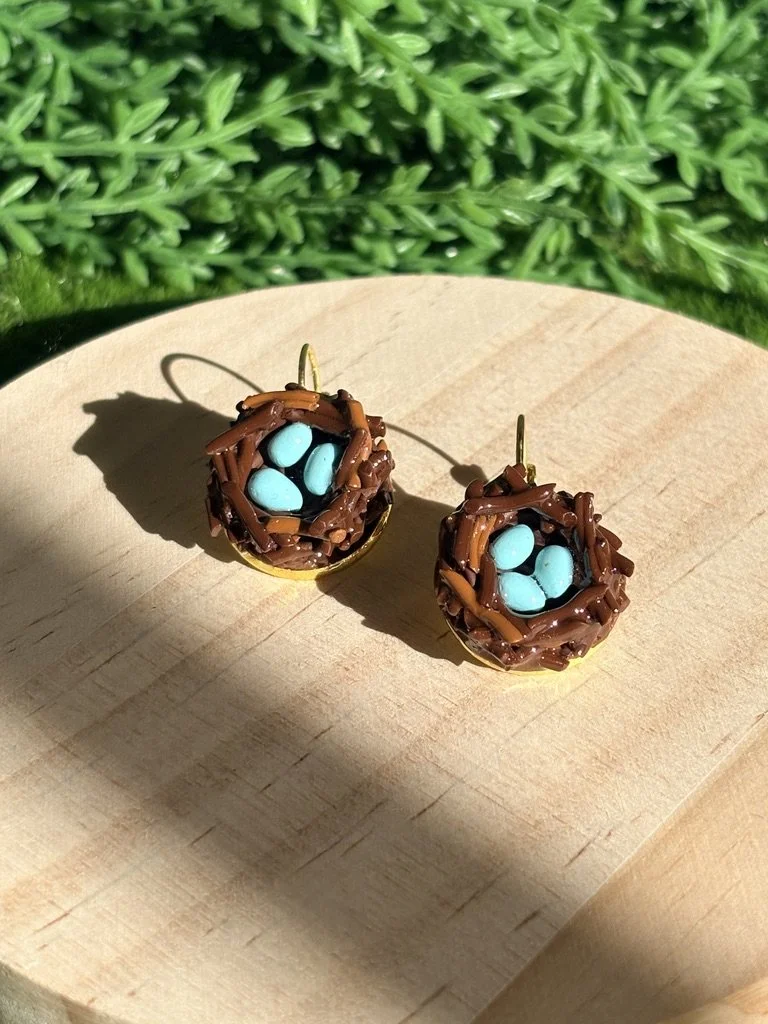 Robin's Egg Birds Nest Earrings