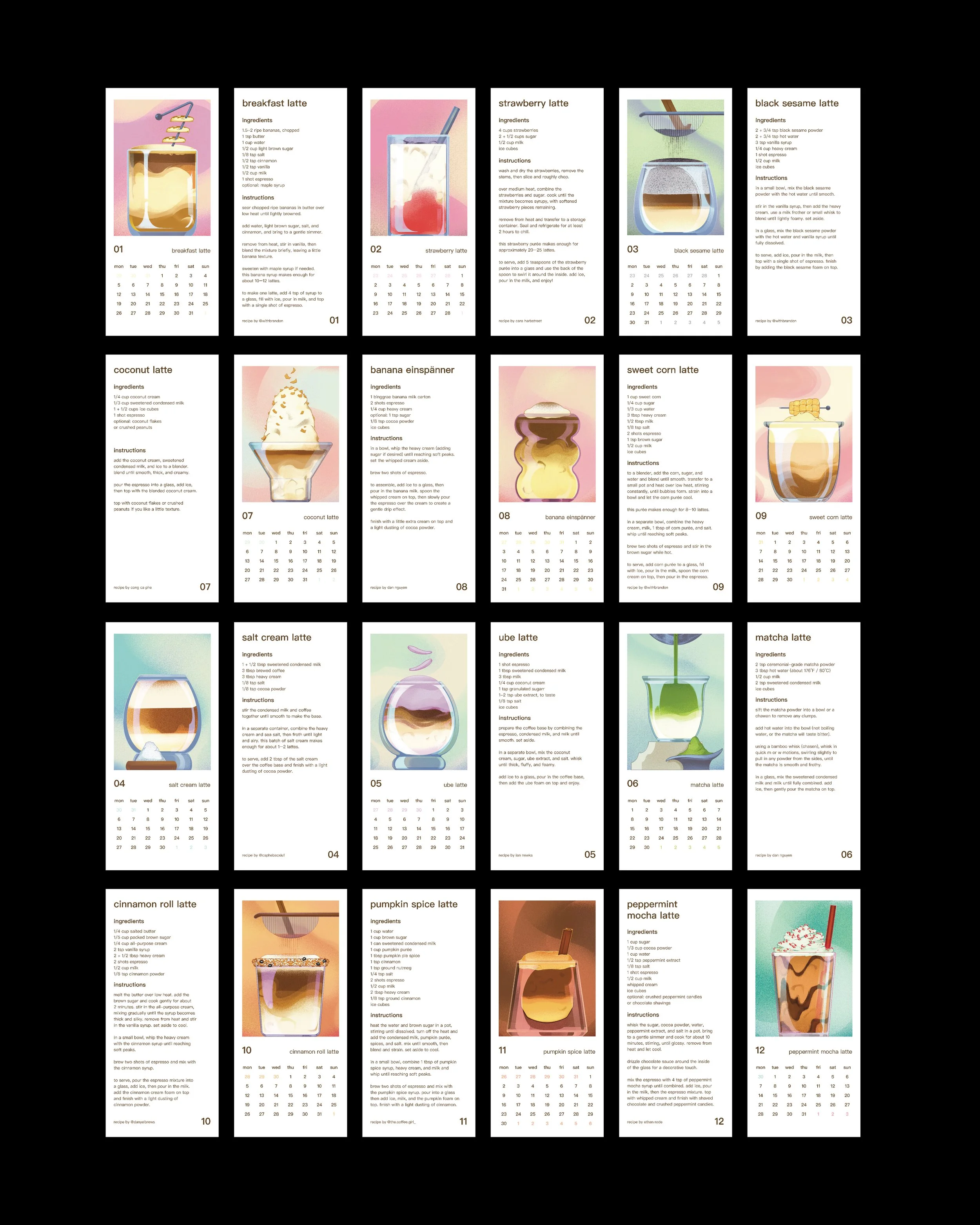 Latte Theme Calendar 2026