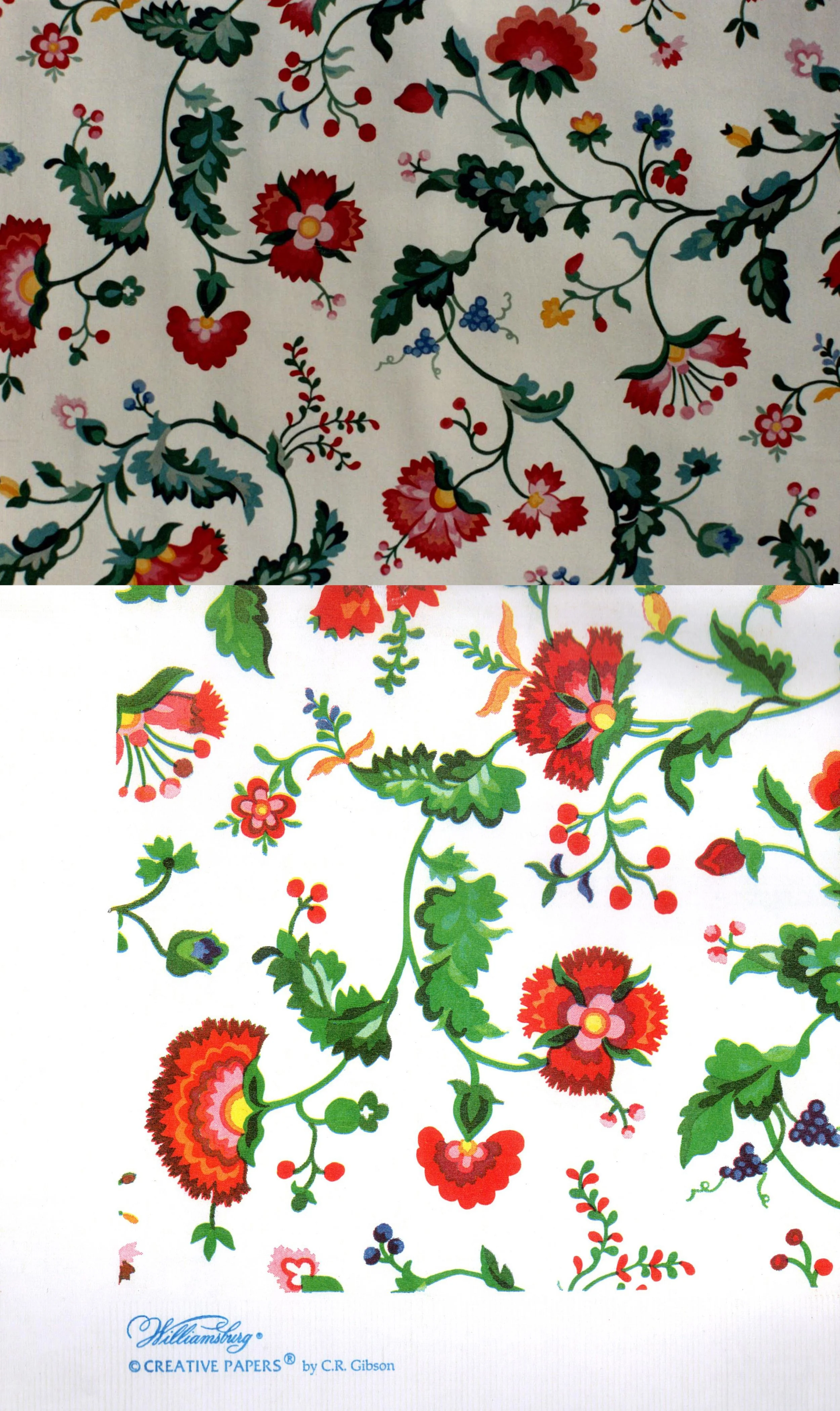 C R Gibson/Reproduction of Williamsburg Floral/Paper Napkins