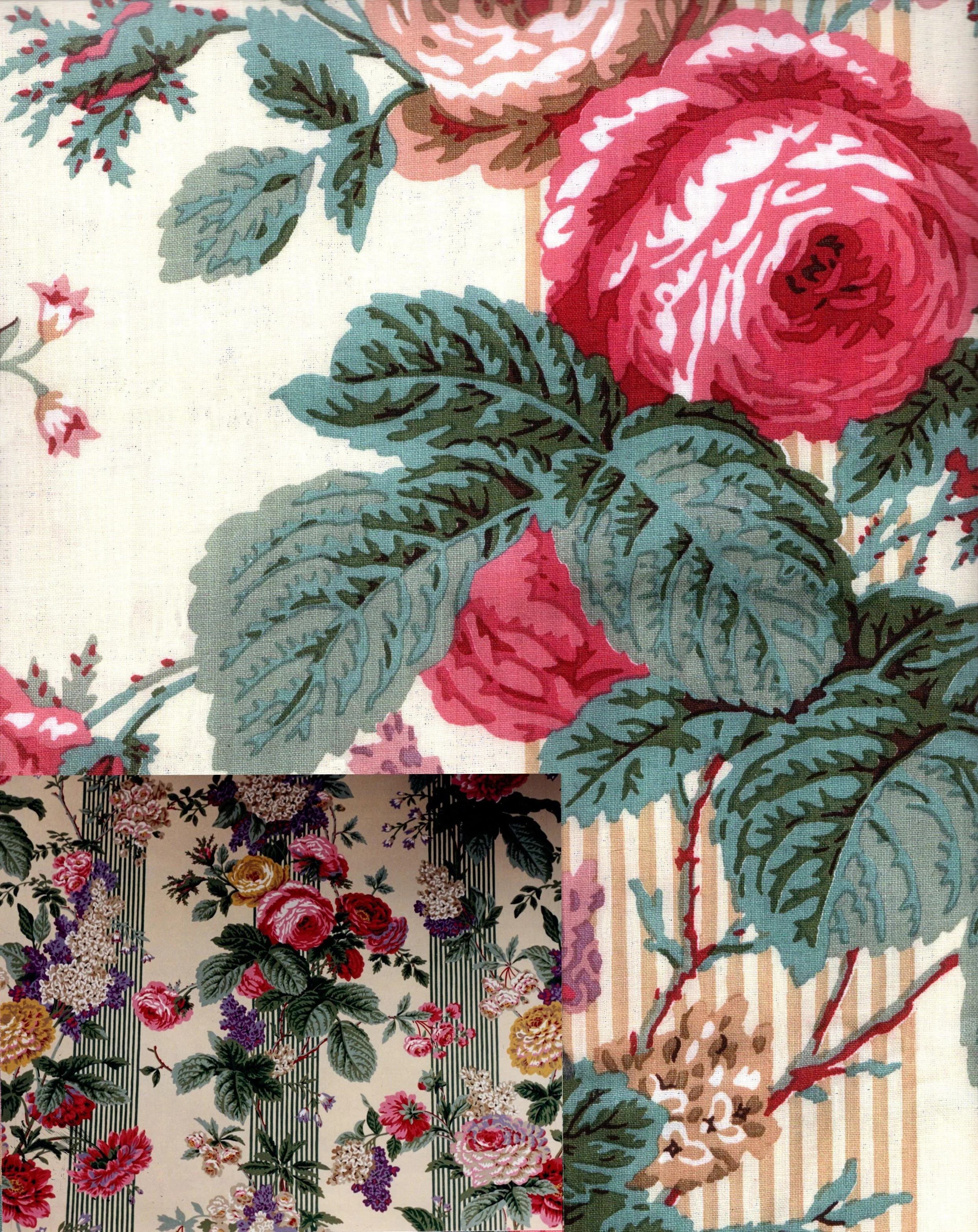 Cyrus Clark/Chintz Rose Stripe/Printed Fabric