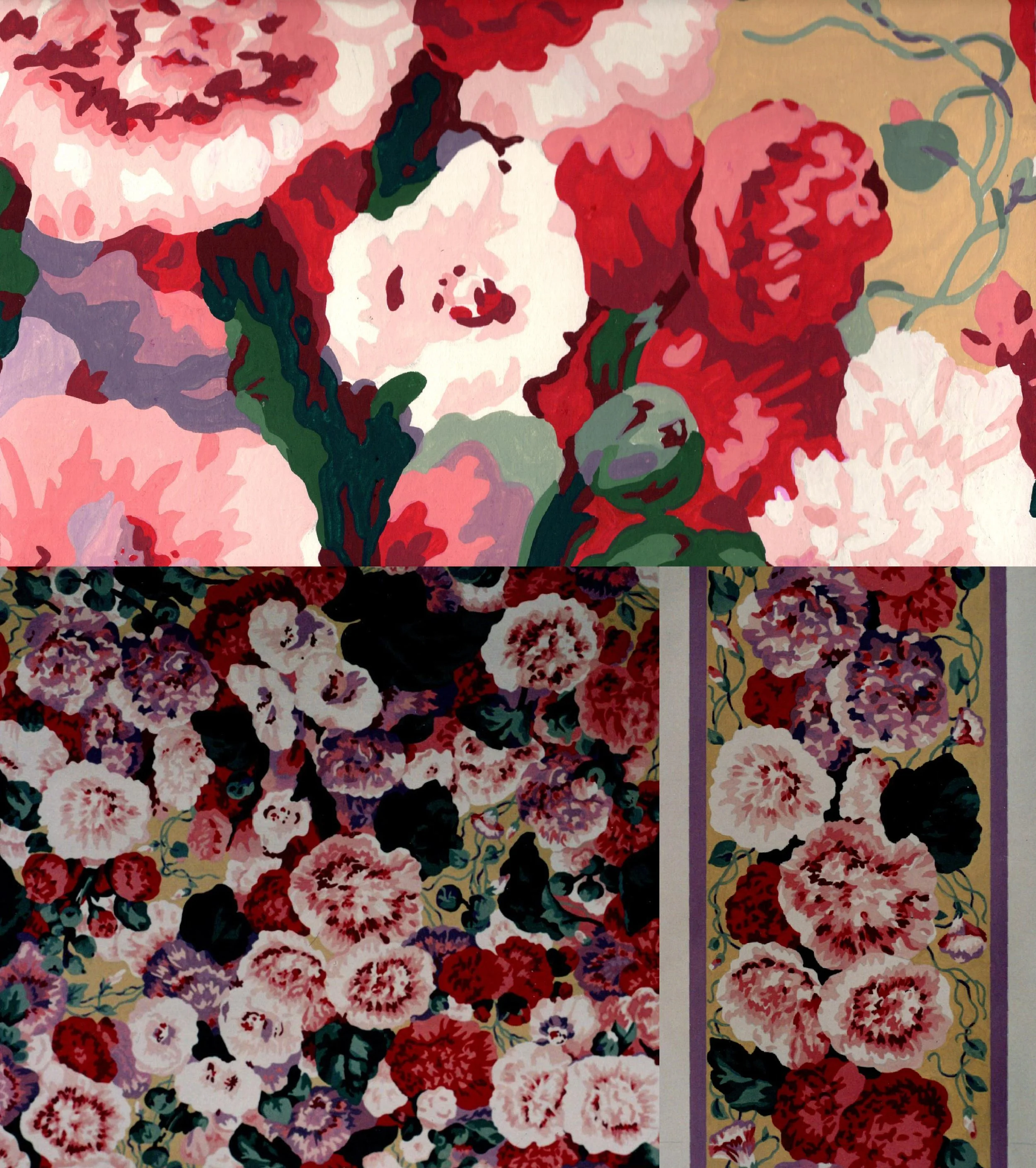 Covington/Floral & Border Coordinate/Painted Sample/Printed Fabric