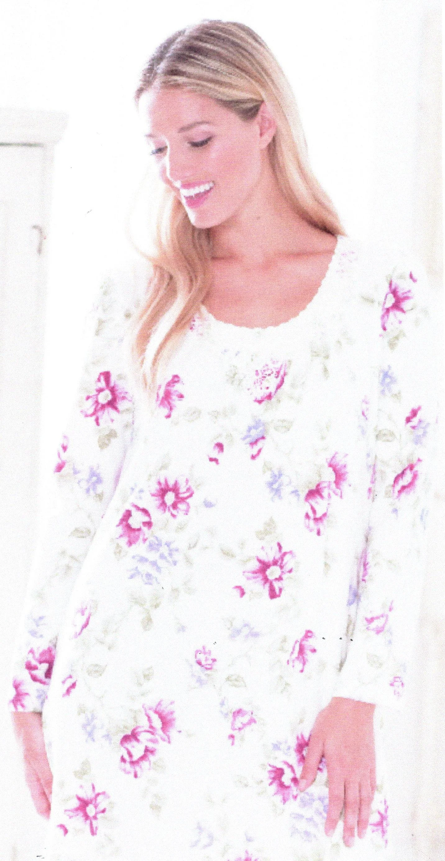 Model Wearing Floral with Line Drawing