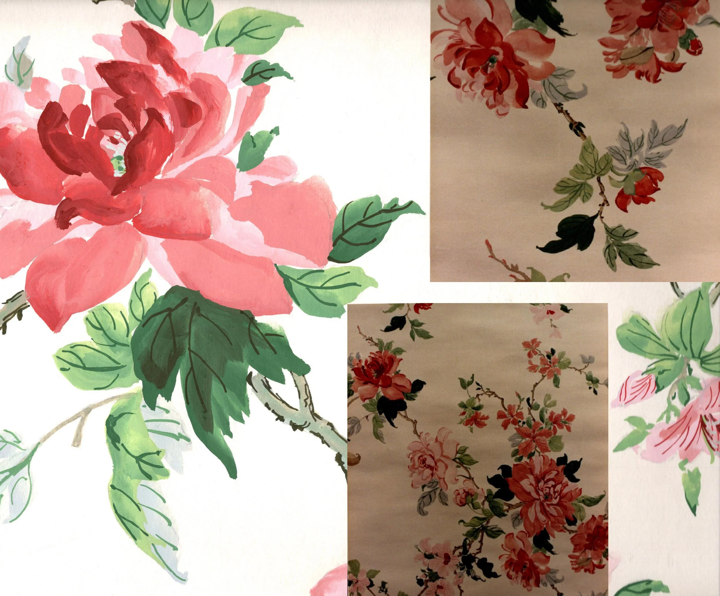 Bloomcraft/Chinese Inspired Watercolor/Painted Technique Sample/Printed Fabric