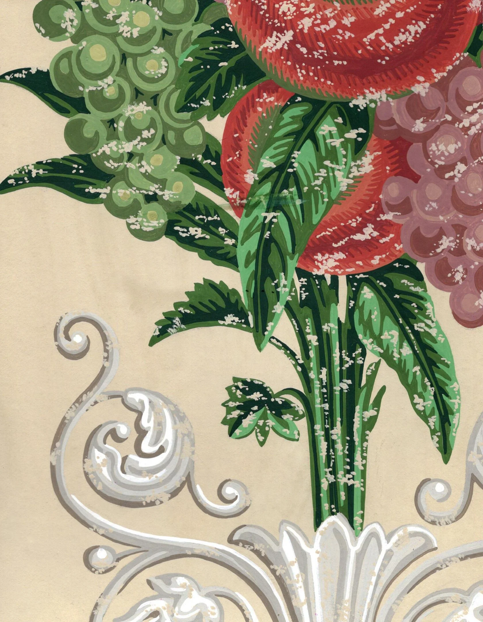 F Schumacher/Reproduction from Worn Wallpaper/Painted Sample
