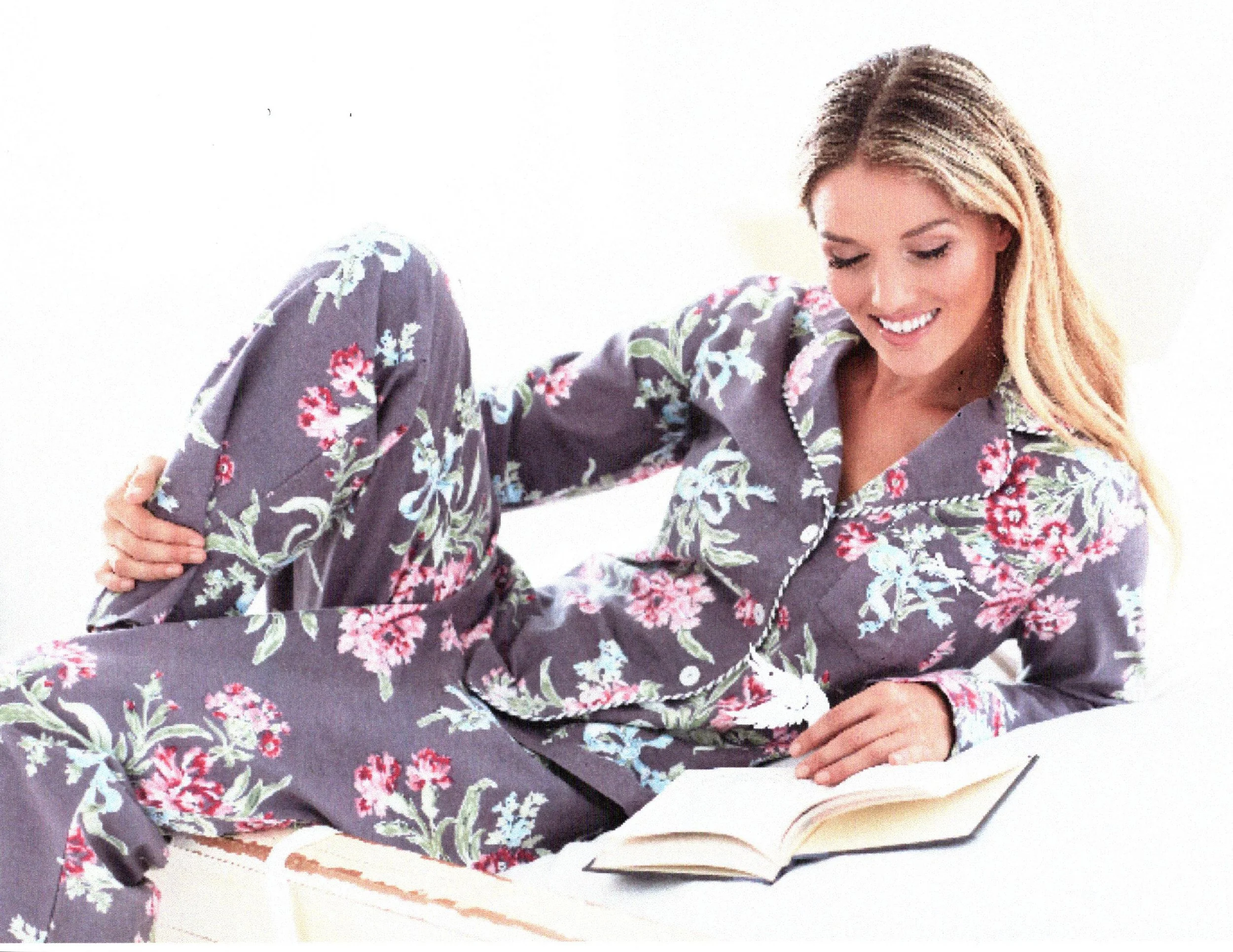 Model Wearing Holiday Floral on Grey