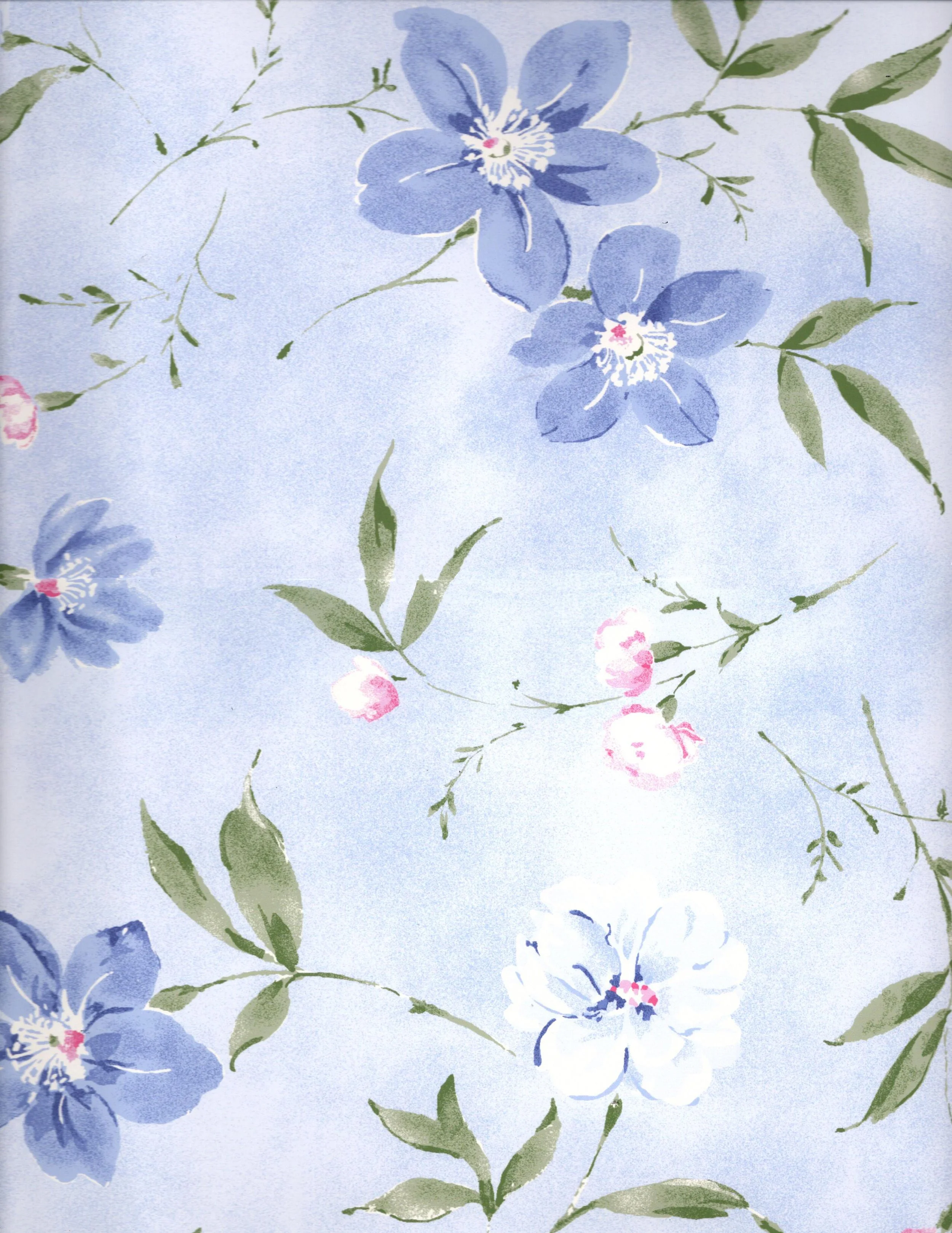 Carole Hochman/Blue Floral on Blue Wash