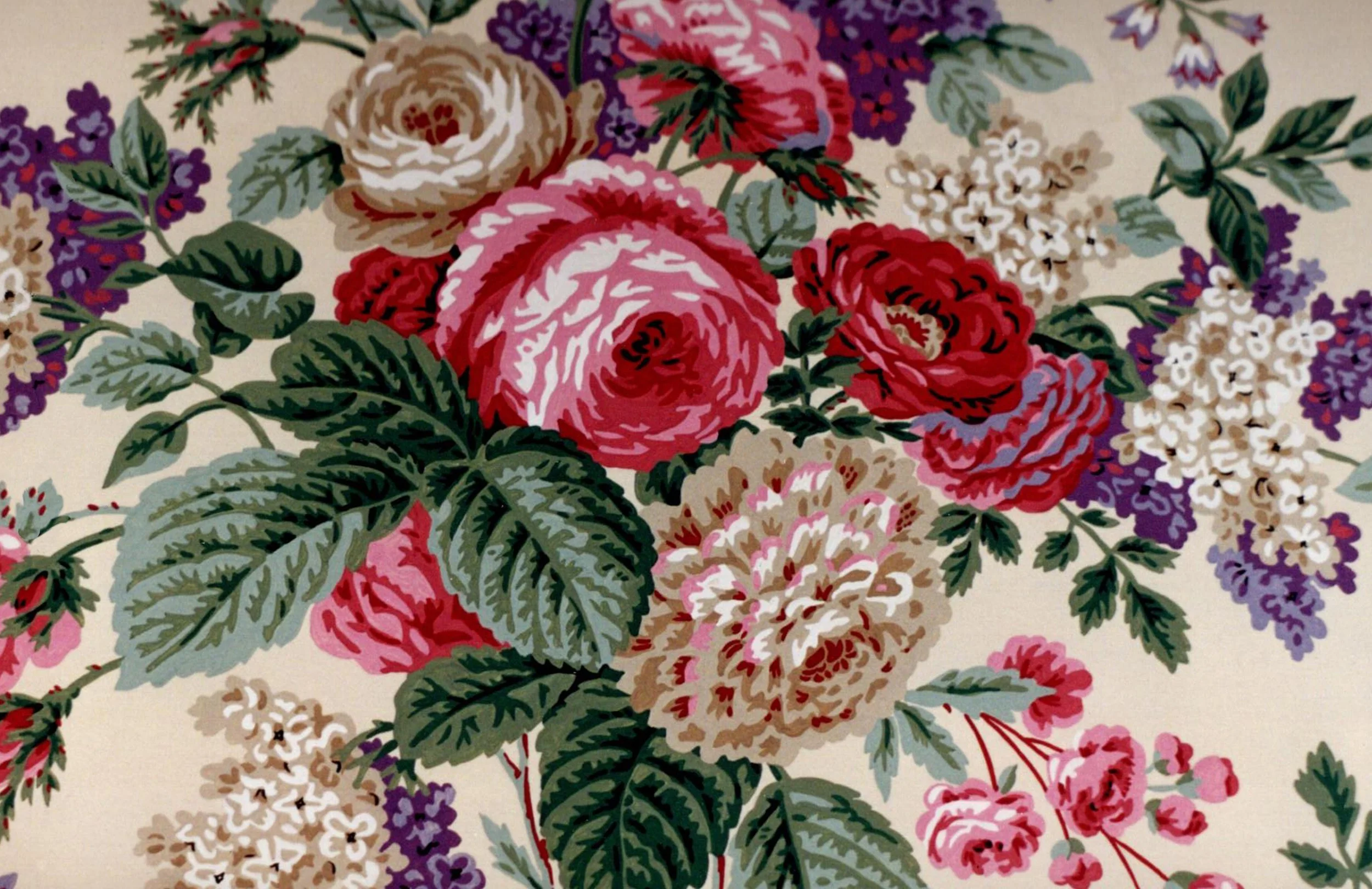 Cyrus Clark/Chintz Rose Bouquet Detail/ Printed Fabric