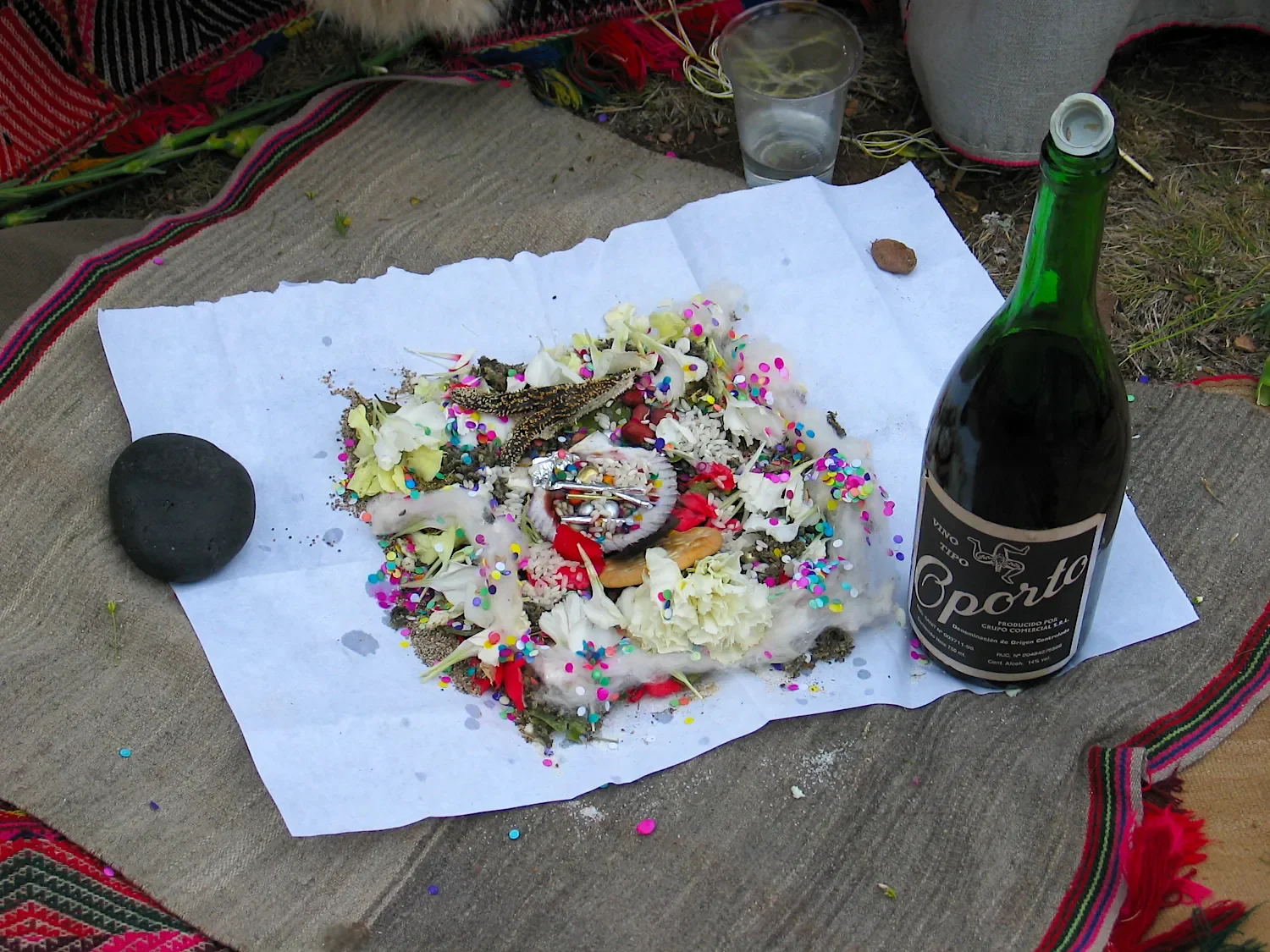 Q'ero ceremonial despacho offering in the Peruvian Andes