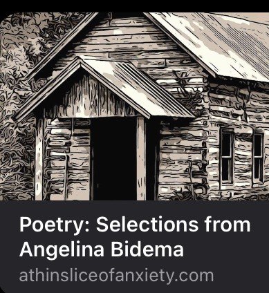 Black and white illustration of an old wooden house with a small porch and a pitched roof.