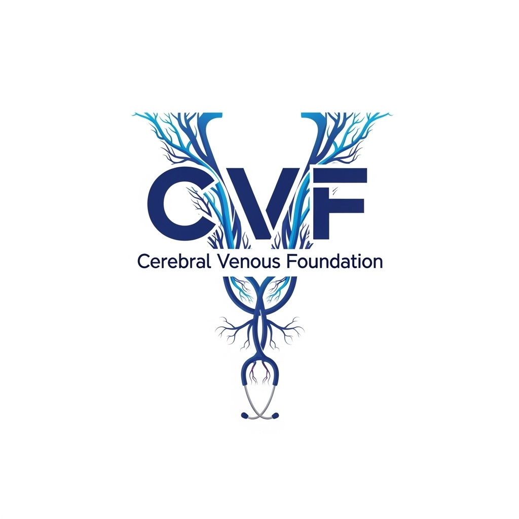 Logo for Cerebral Venous Foundation, featuring stylized blue veins forming the shape of a stethoscope.