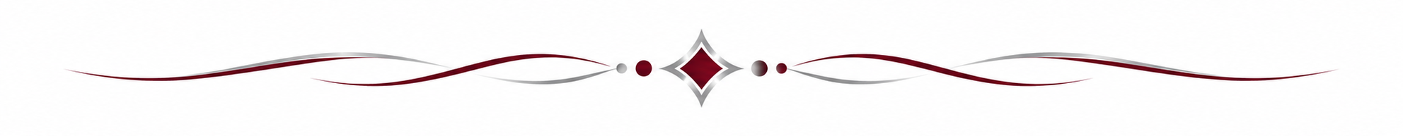 Decorative red and silver swirl pattern with a central diamond and circular accents on a white background.