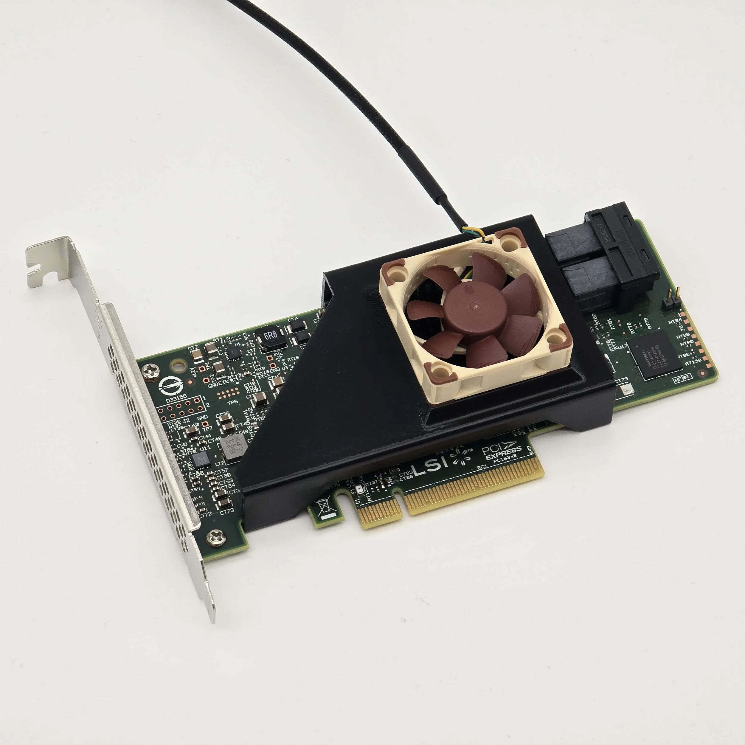 LSI 9300-8i SAS HBA Noctua 40mm Fan Mount Cooling Shroud Cooler Kit