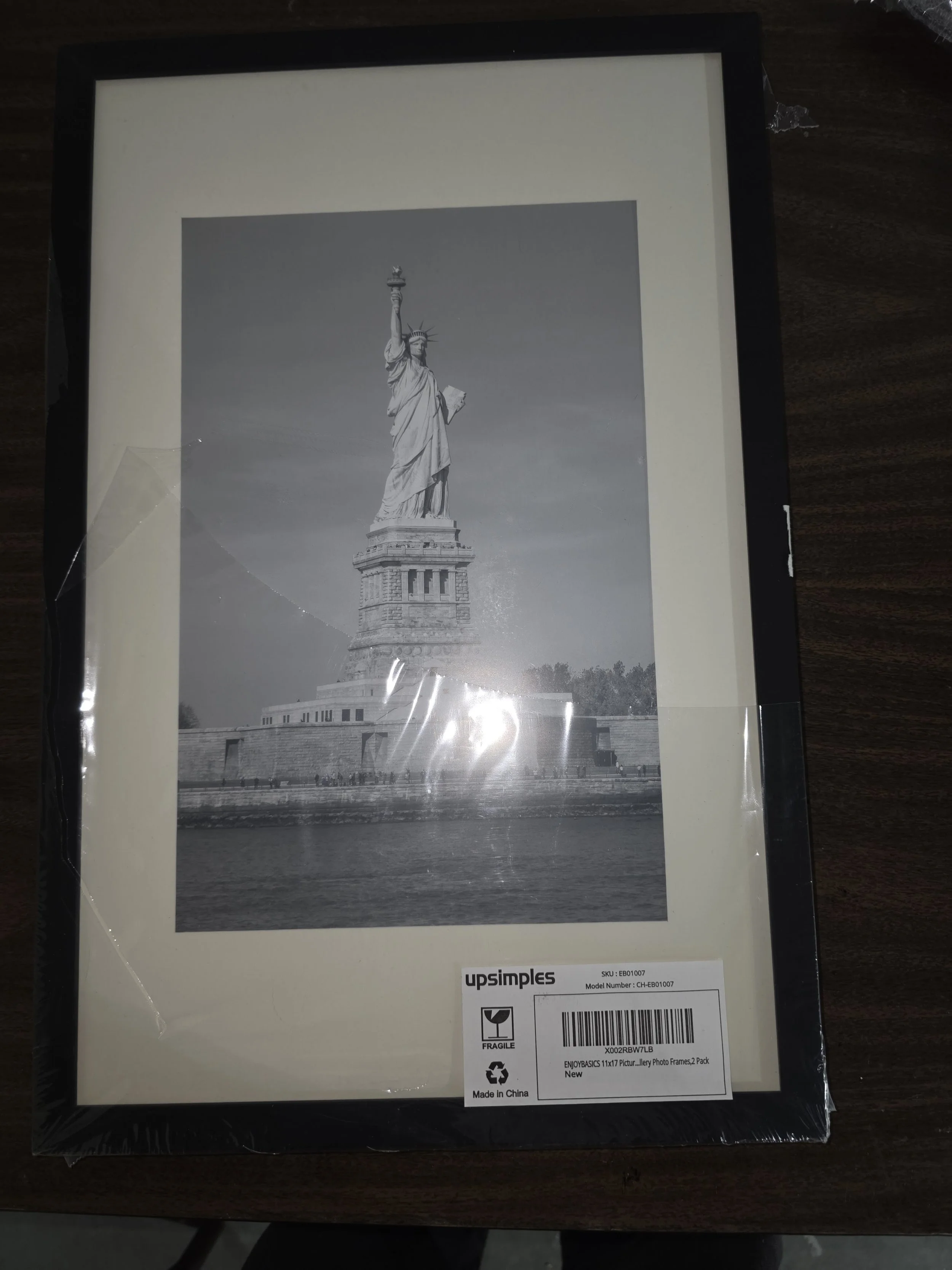 Framed Statue of Liberty Black and White Print