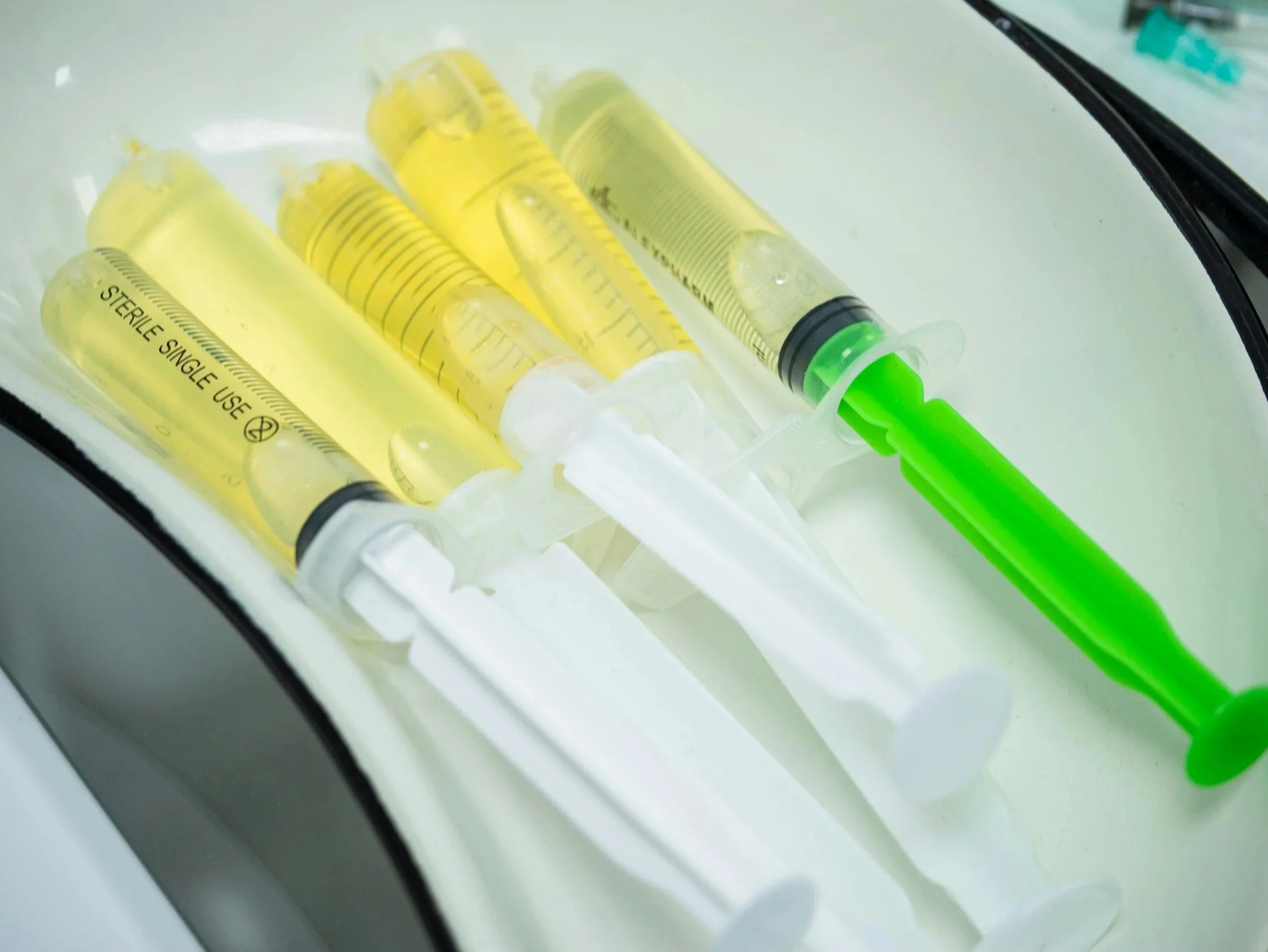 PRP syringes prepared for platelet-rich plasma treatment at Interventional Orthopedics of San Diego.