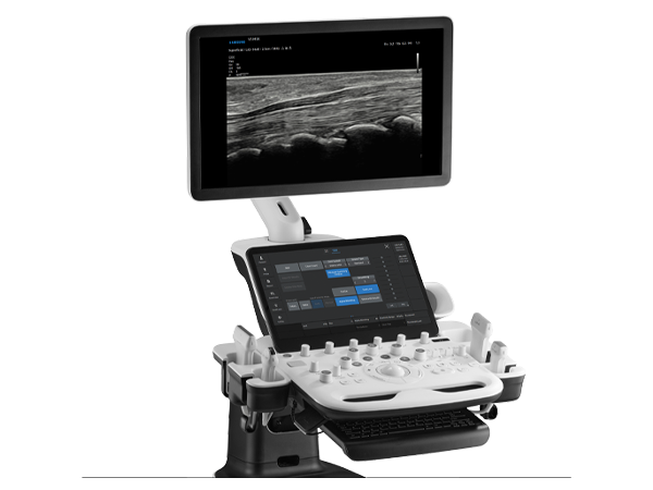 Samsung V5 diagnostic ultrasound system used for precision ultrasound-guided orthopedic and regenerative medicine procedures.